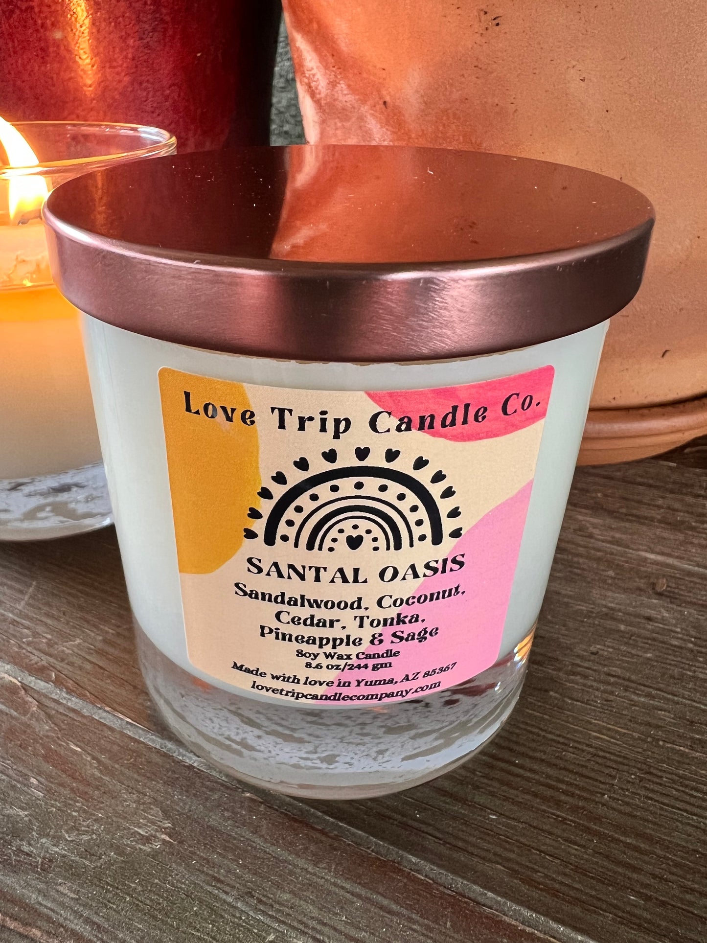 Santal Oasis Soy Wax Candle Sandalwood/Coconut/Cedar/Pineapple