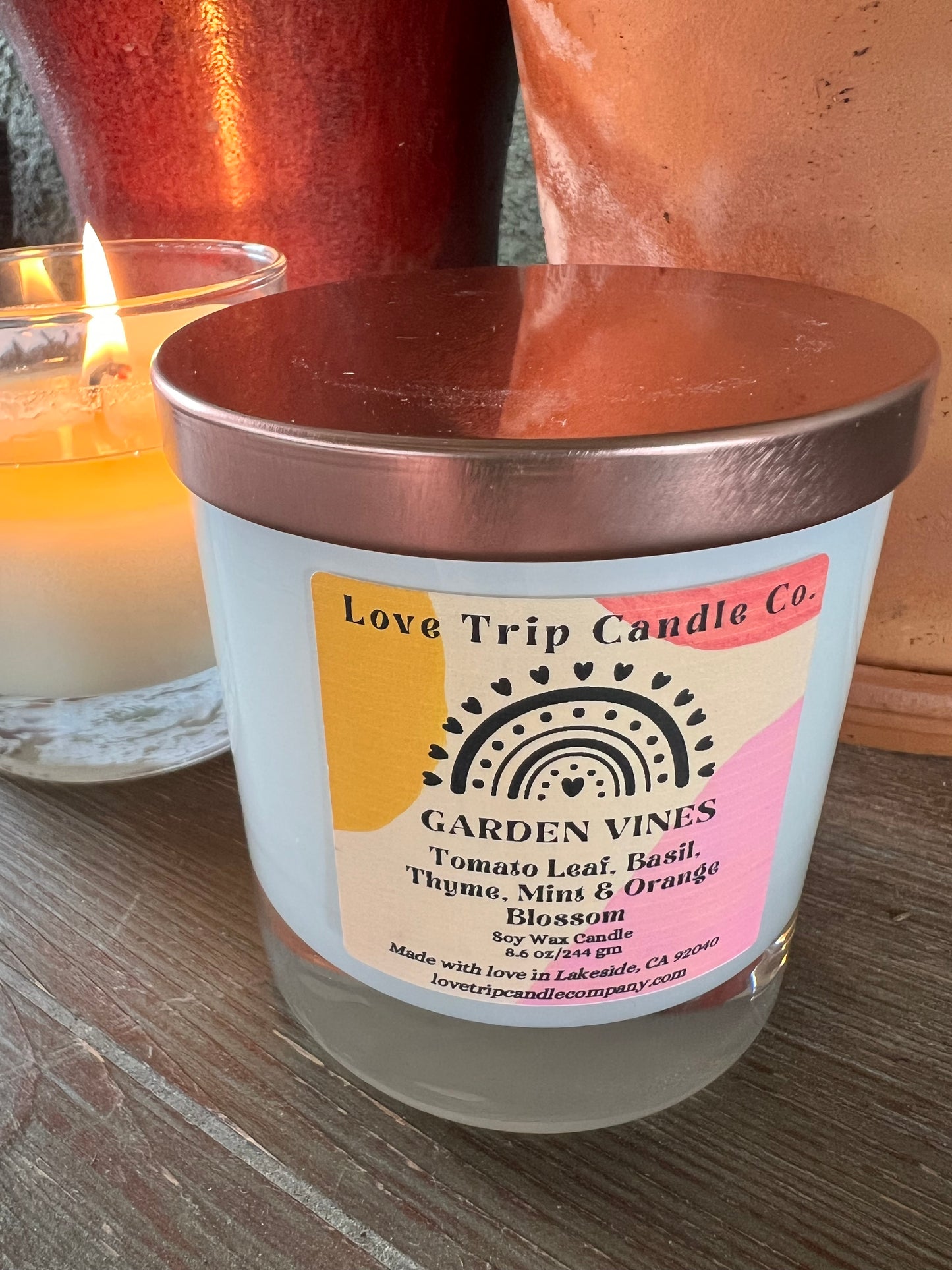 Garden Vines Soy Wax Candle Tomato Leaf/Mint/Basil