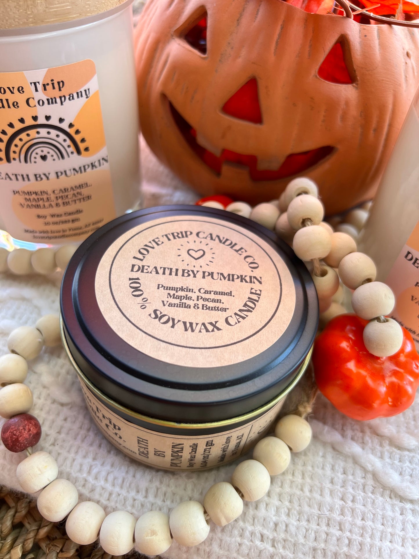 Death By Pumpkin Soy Wax Candle Pumpkin/Caramel/Maple/Vanilla/Butter
