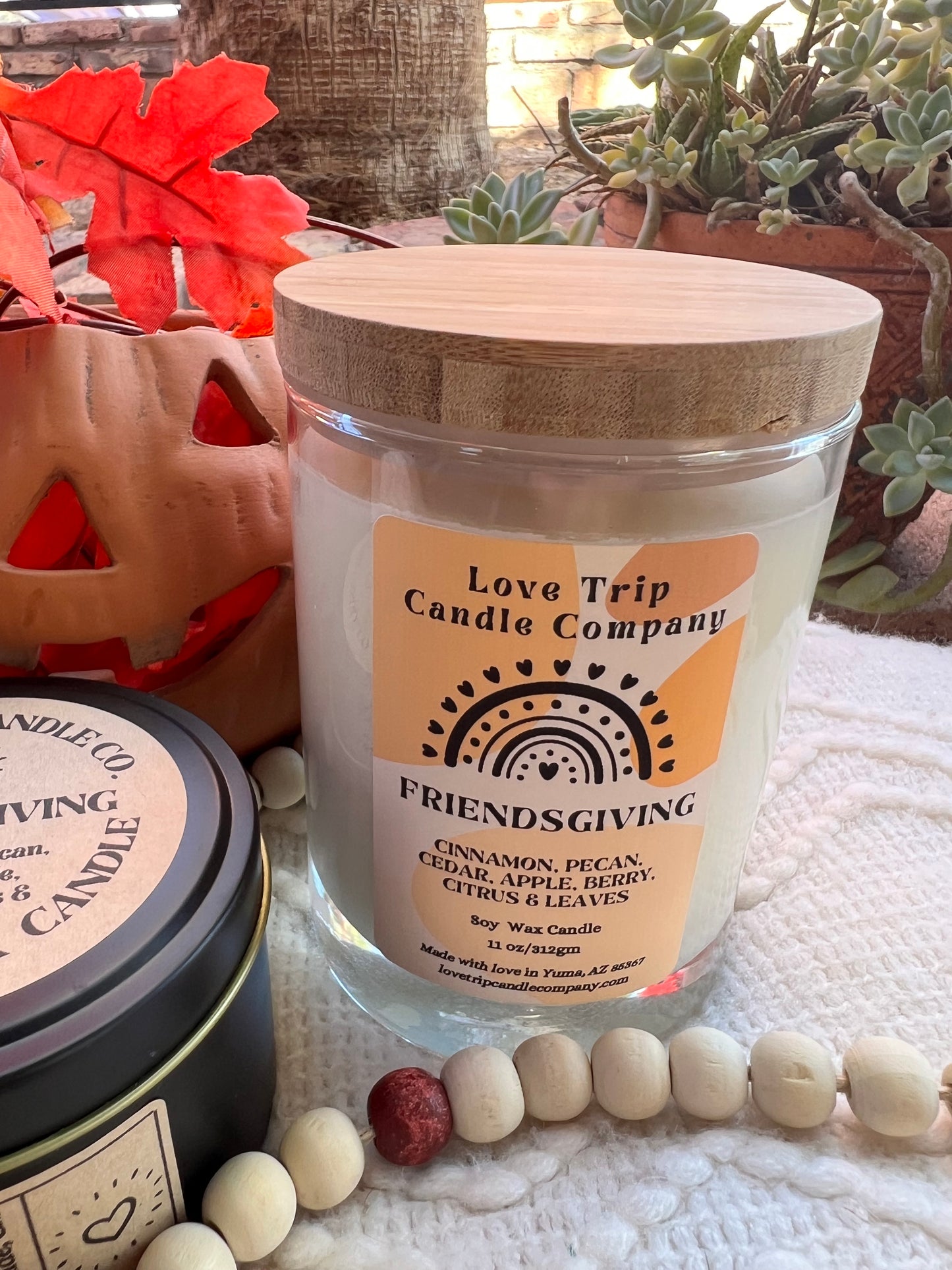 Friendsgiving Soy Wax Candle Leaves/Pecan/Cedar/Apple