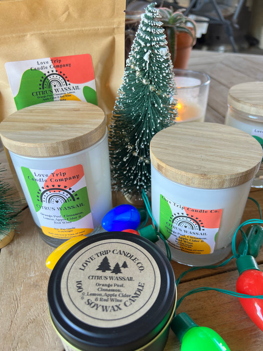 Citrus Wassail Soy Wax Candle Red Wine/Orange/Lemon/Cinnamon/Apple Cider