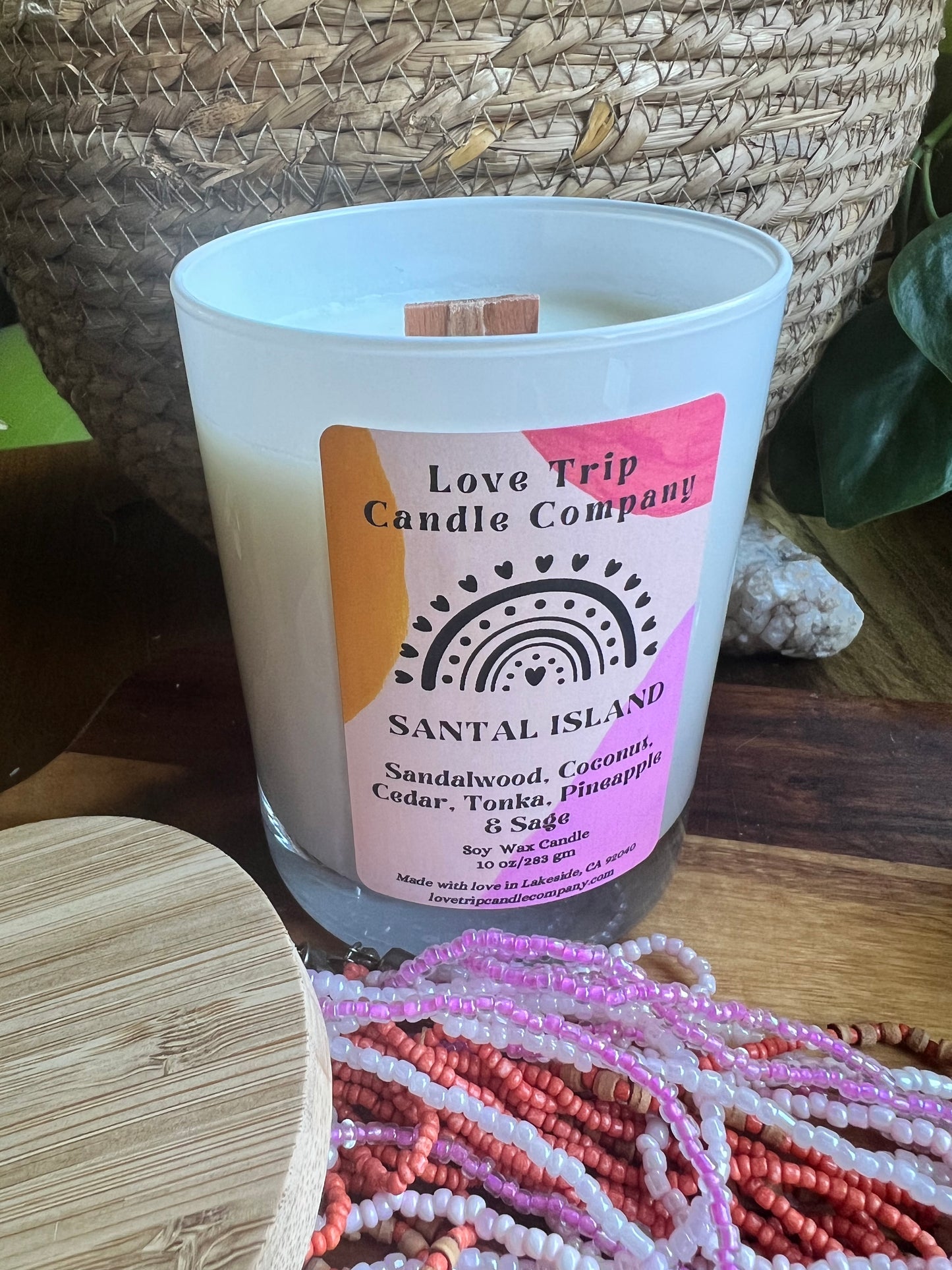 Santal Island Soy Wax Candle Sandalwood/Coconut/Cedar/Pineapple