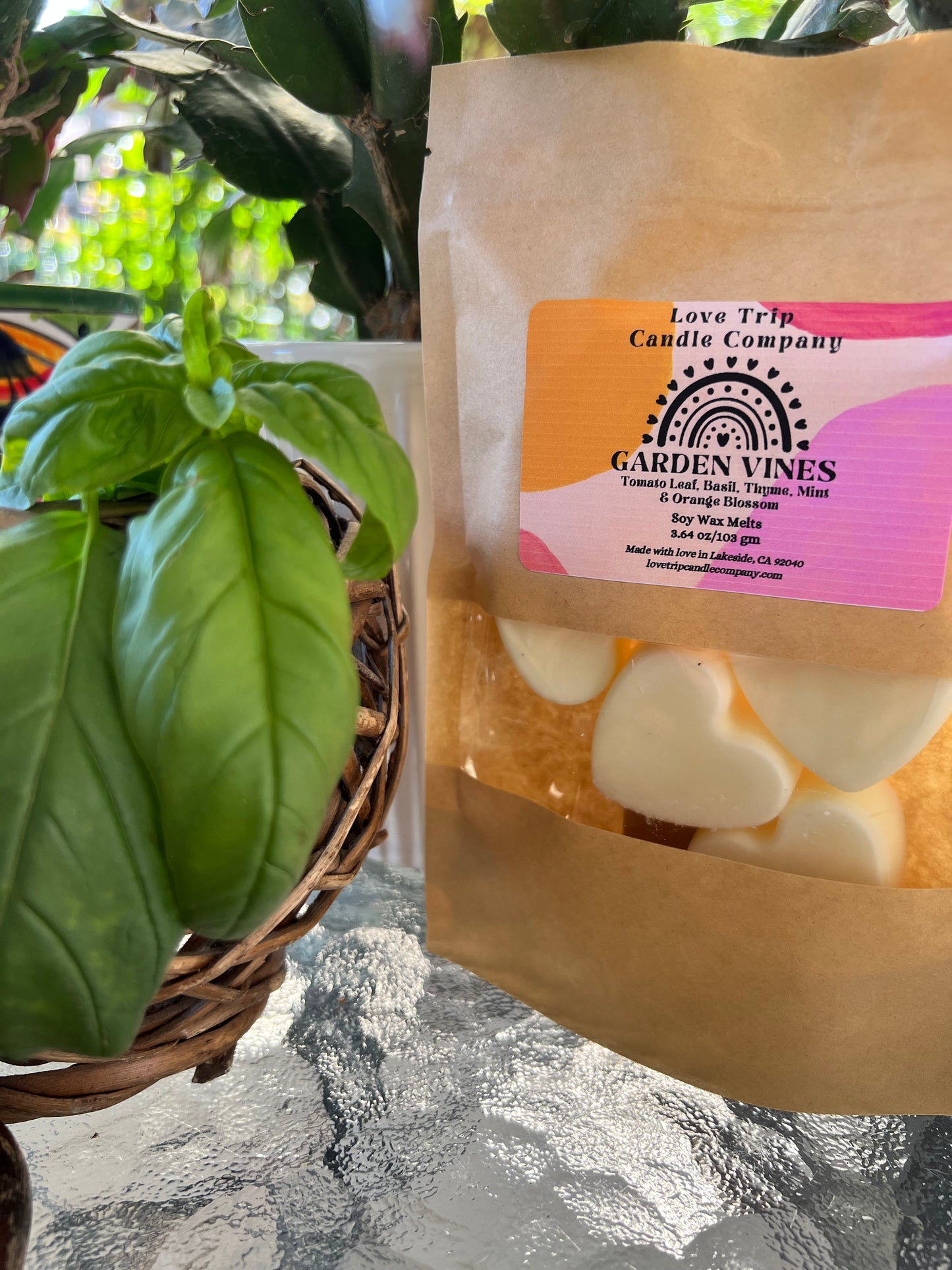 Garden Vines Soy Wax Candle Tomato Leaf/Mint/Basil