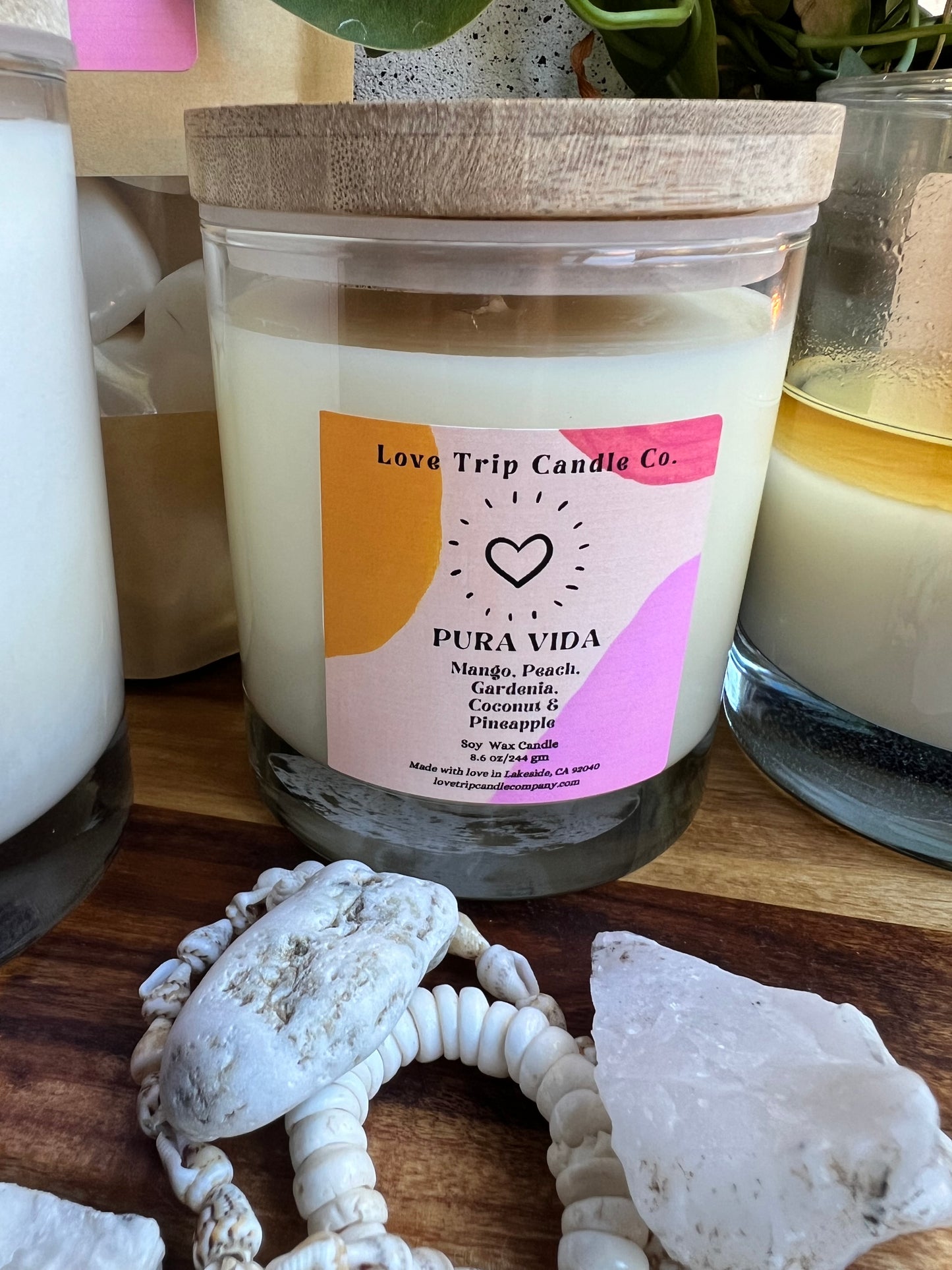 Pura Vida Soy Candle Mango/Coconut/Gardenia/Peach