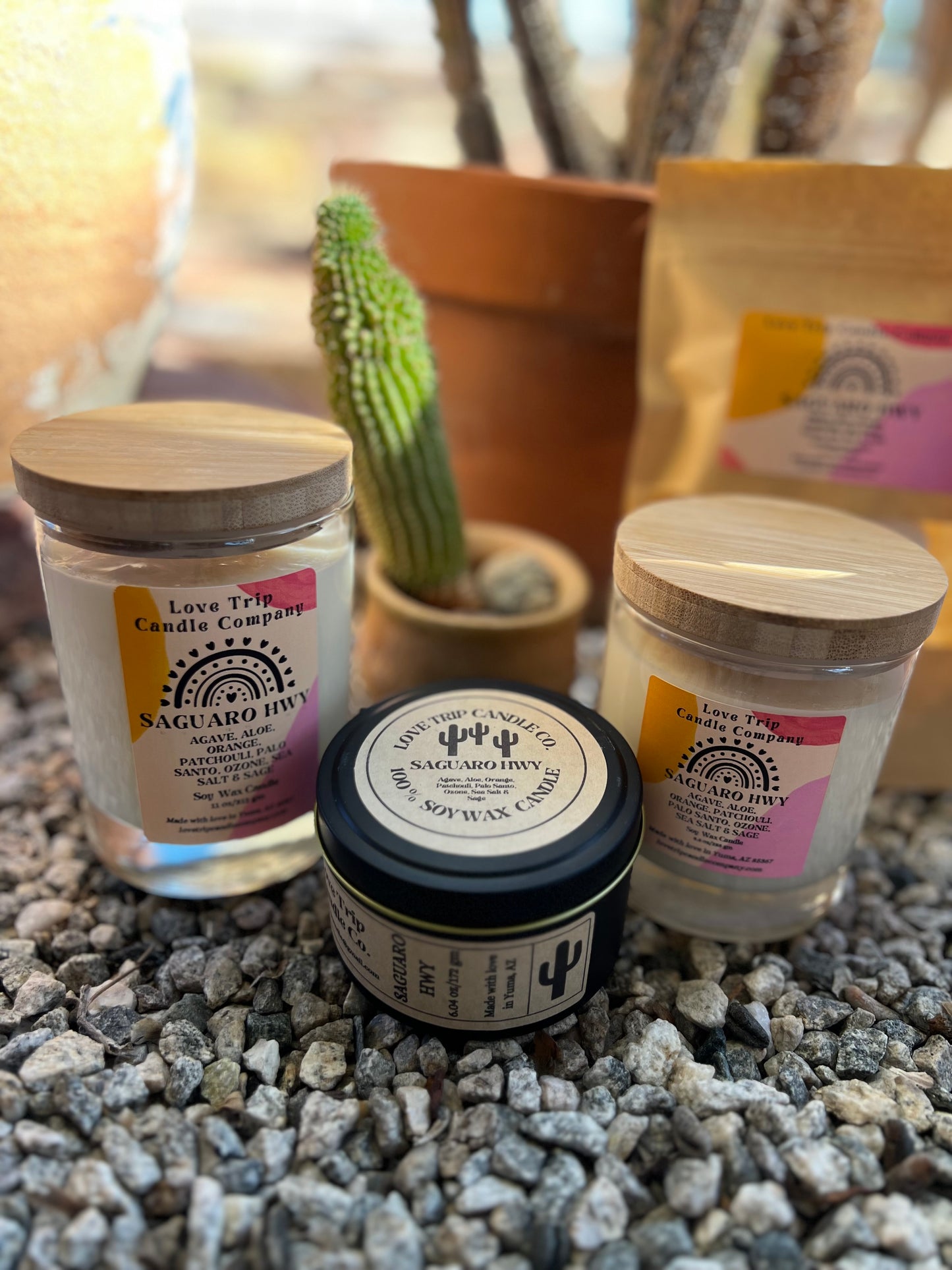 Saguaro Hwy Soy Candle Agave/Aloe/Patch, Sea Salt