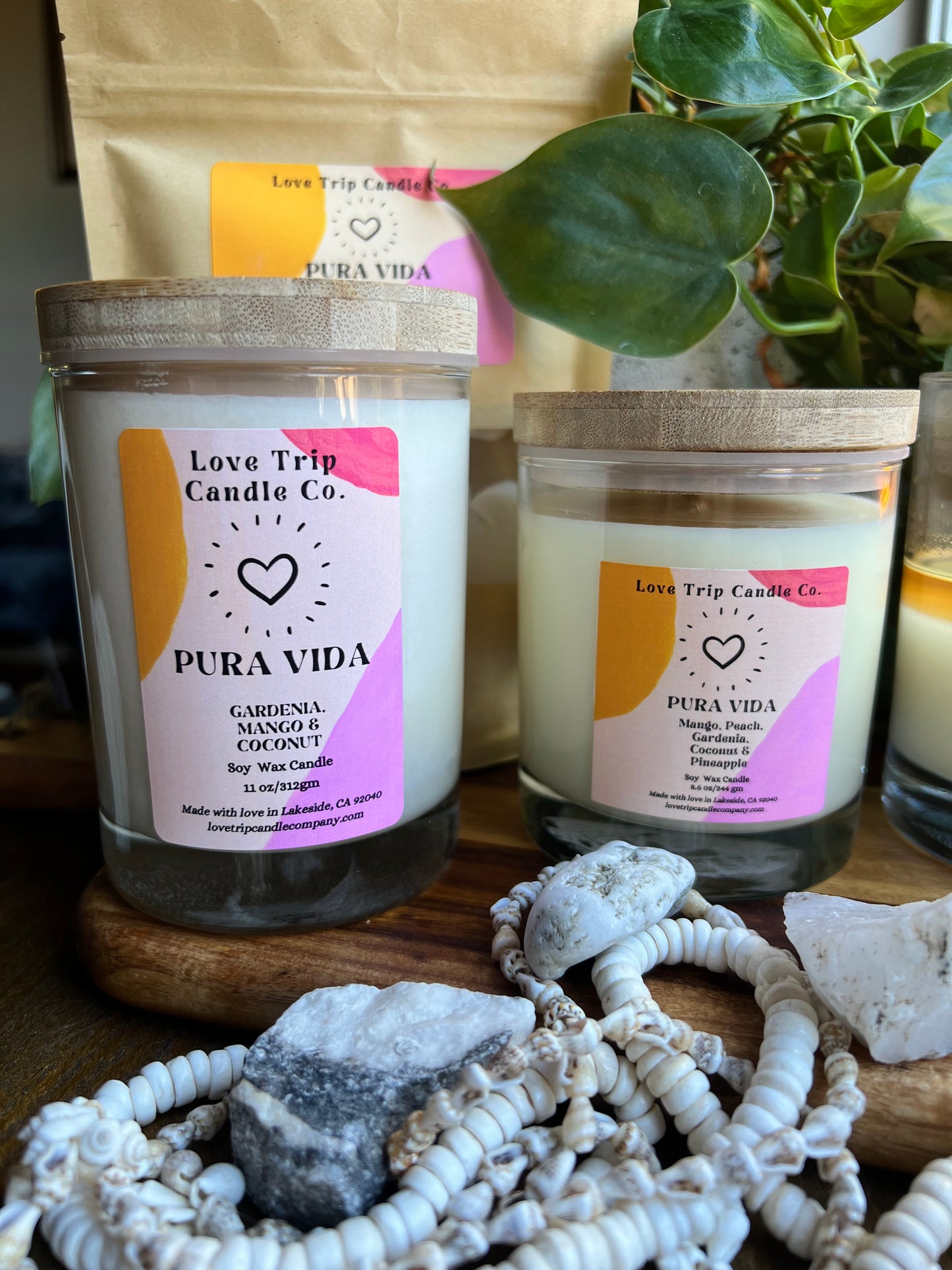 Pura Vida Soy Candle Mango/Coconut/Gardenia/Peach