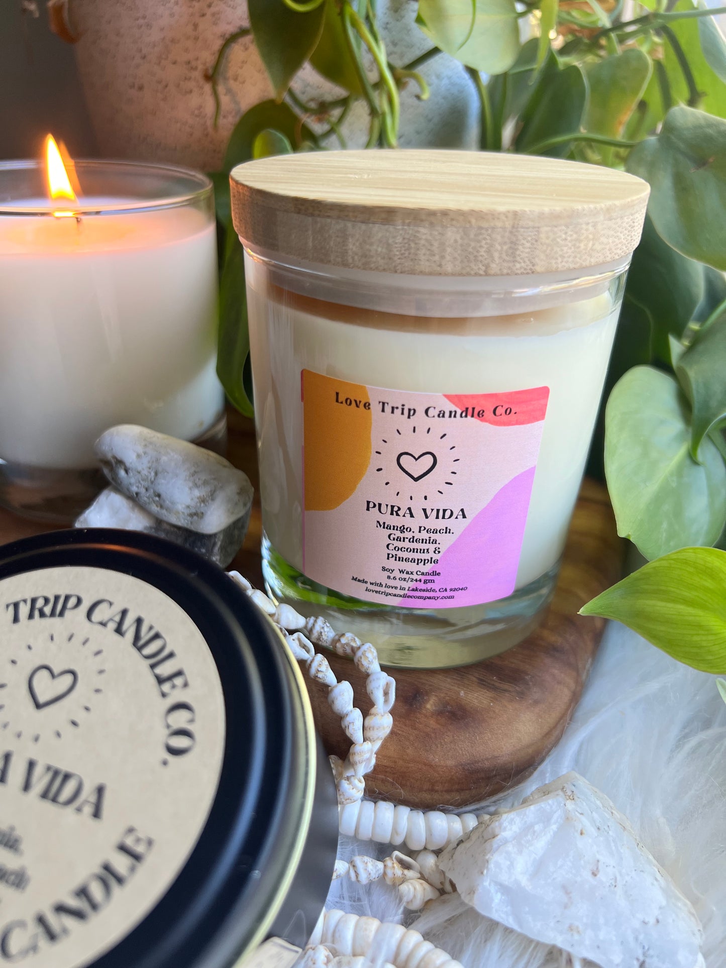 Pura Vida Soy Candle Mango/Coconut/Gardenia/Peach