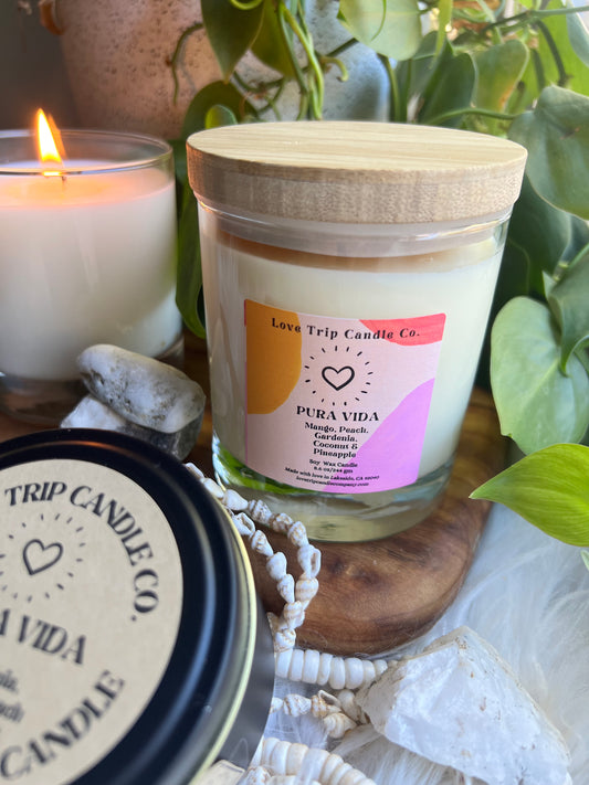 Pura Vida Soy Candle Mango/Coconut/Gardenia/Peach