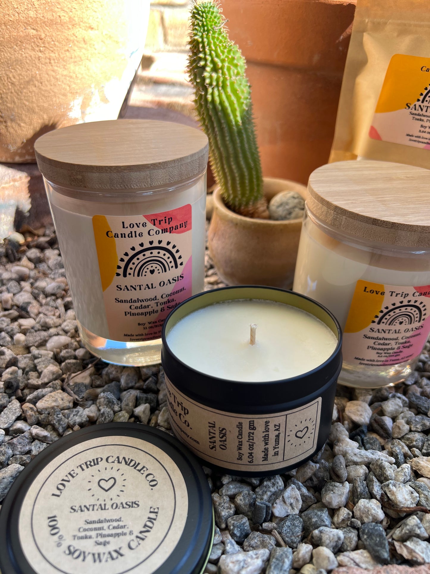 Santal Oasis Soy Wax Candle Sandalwood/Coconut/Cedar/Pineapple