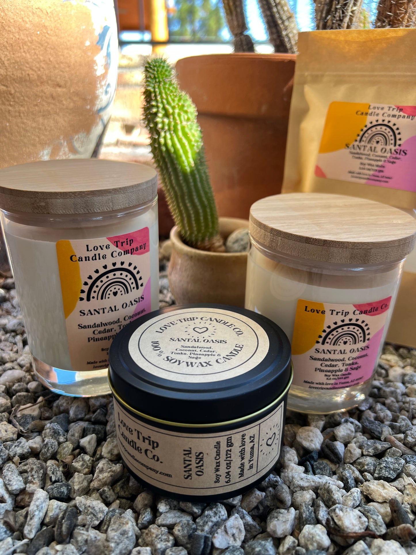 Santal Oasis Soy Wax Candle Sandalwood/Coconut/Cedar/Pineapple