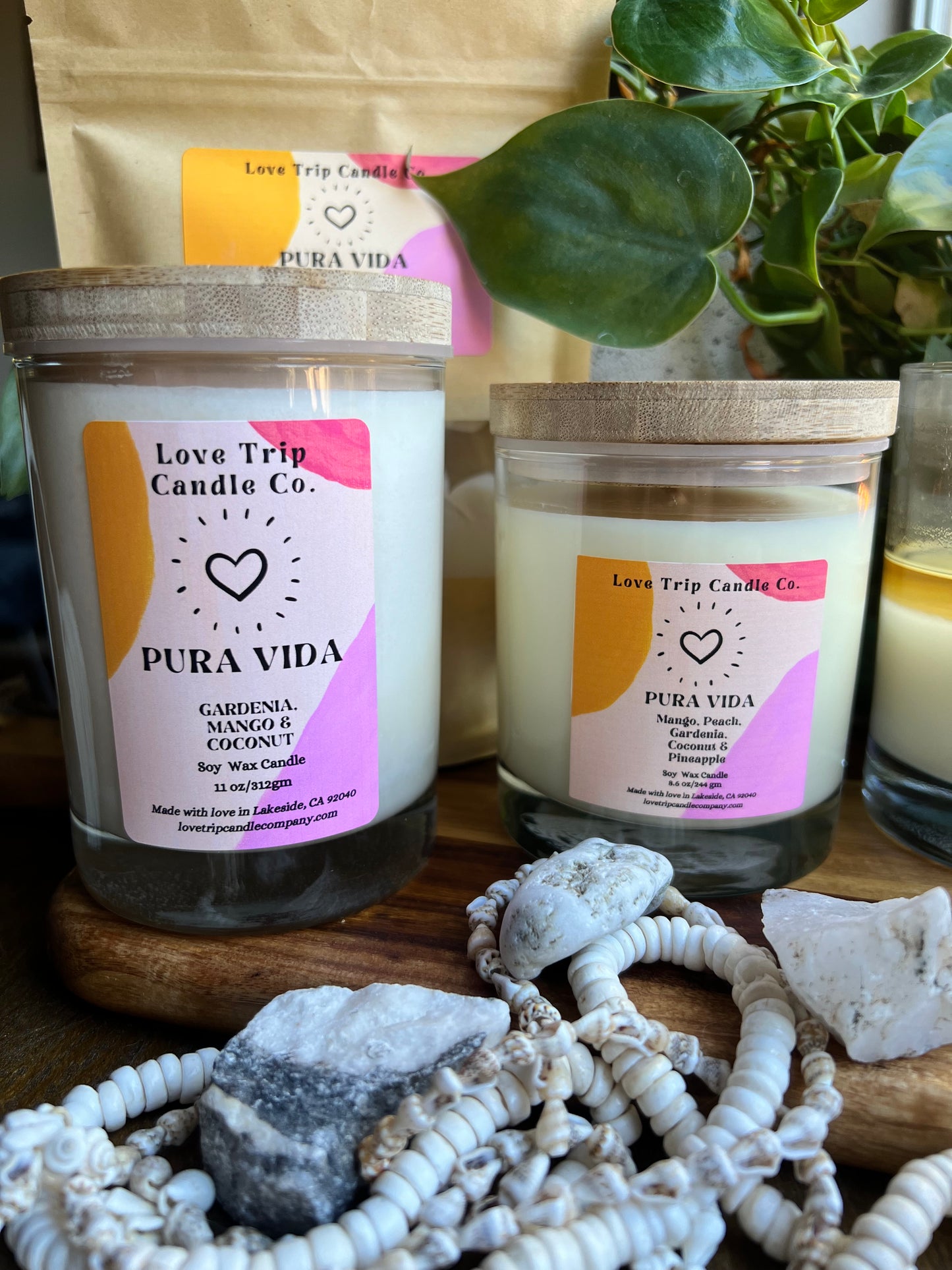 Pura Vida Soy Candle Mango/Coconut/Gardenia/Peach