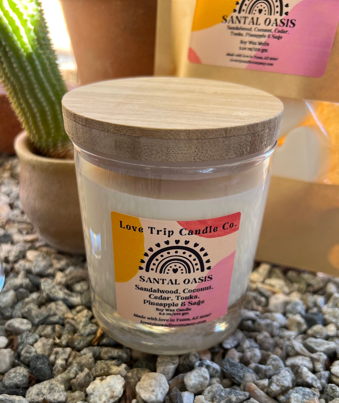 Santal Oasis Soy Wax Candle Sandalwood/Coconut/Cedar/Pineapple