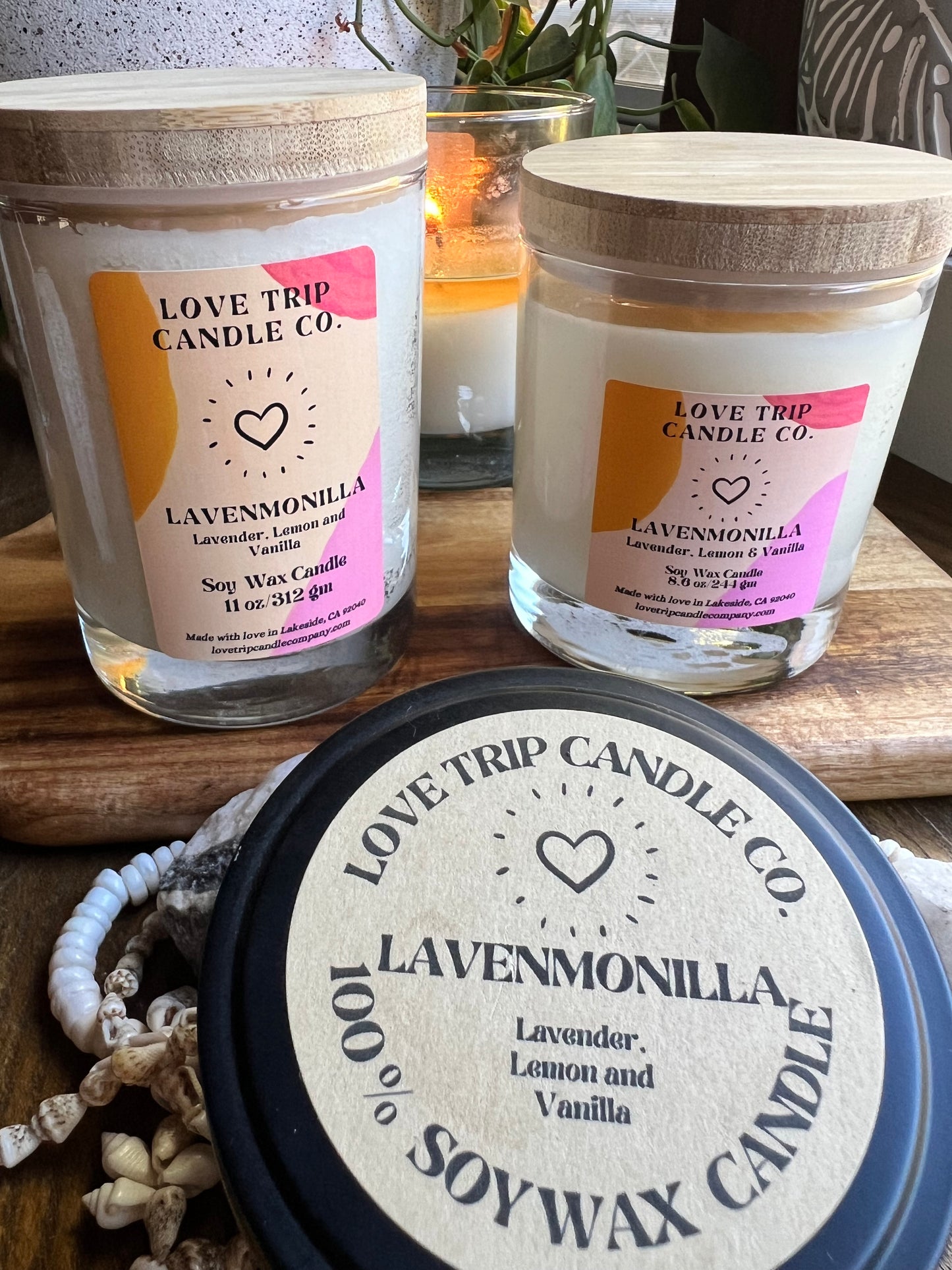 Lavenmonilla Soy Candle Lav/Lemon/Vanilla