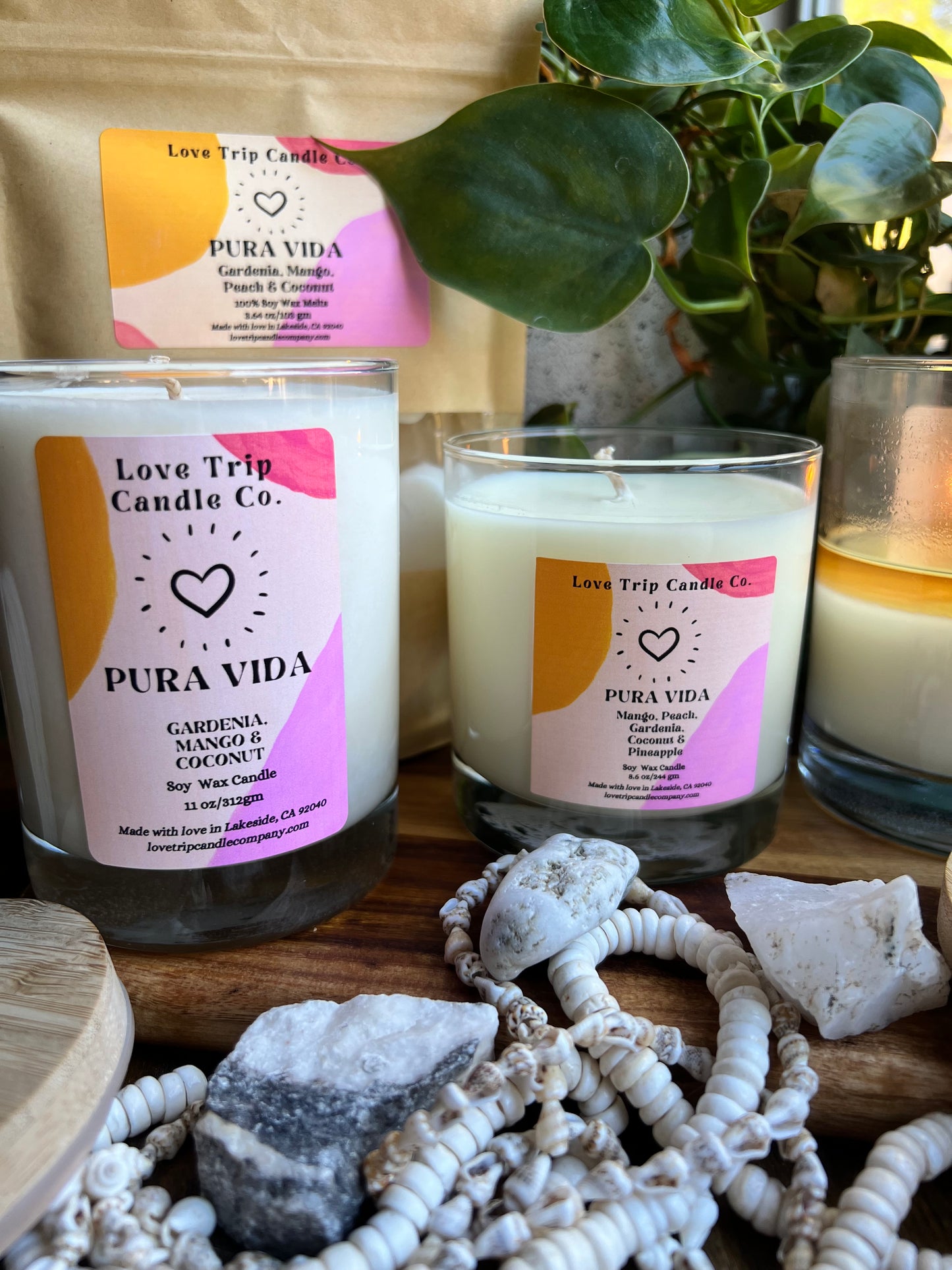 Pura Vida Soy Candle Mango/Coconut/Gardenia/Peach