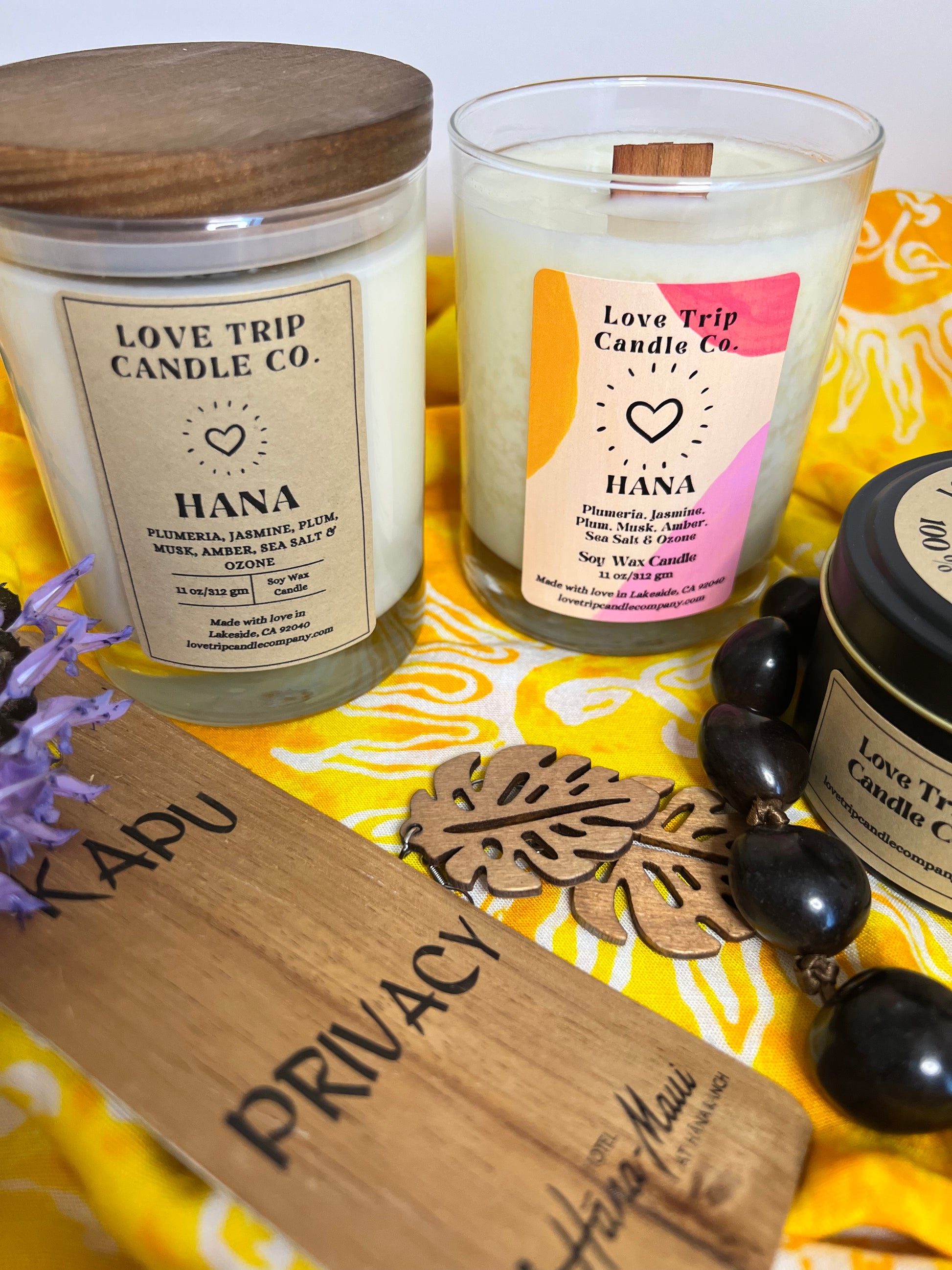 Hana Soy Candle - Plumeria, Jasmine, Melon & Peach – Love Trip Candle  Company