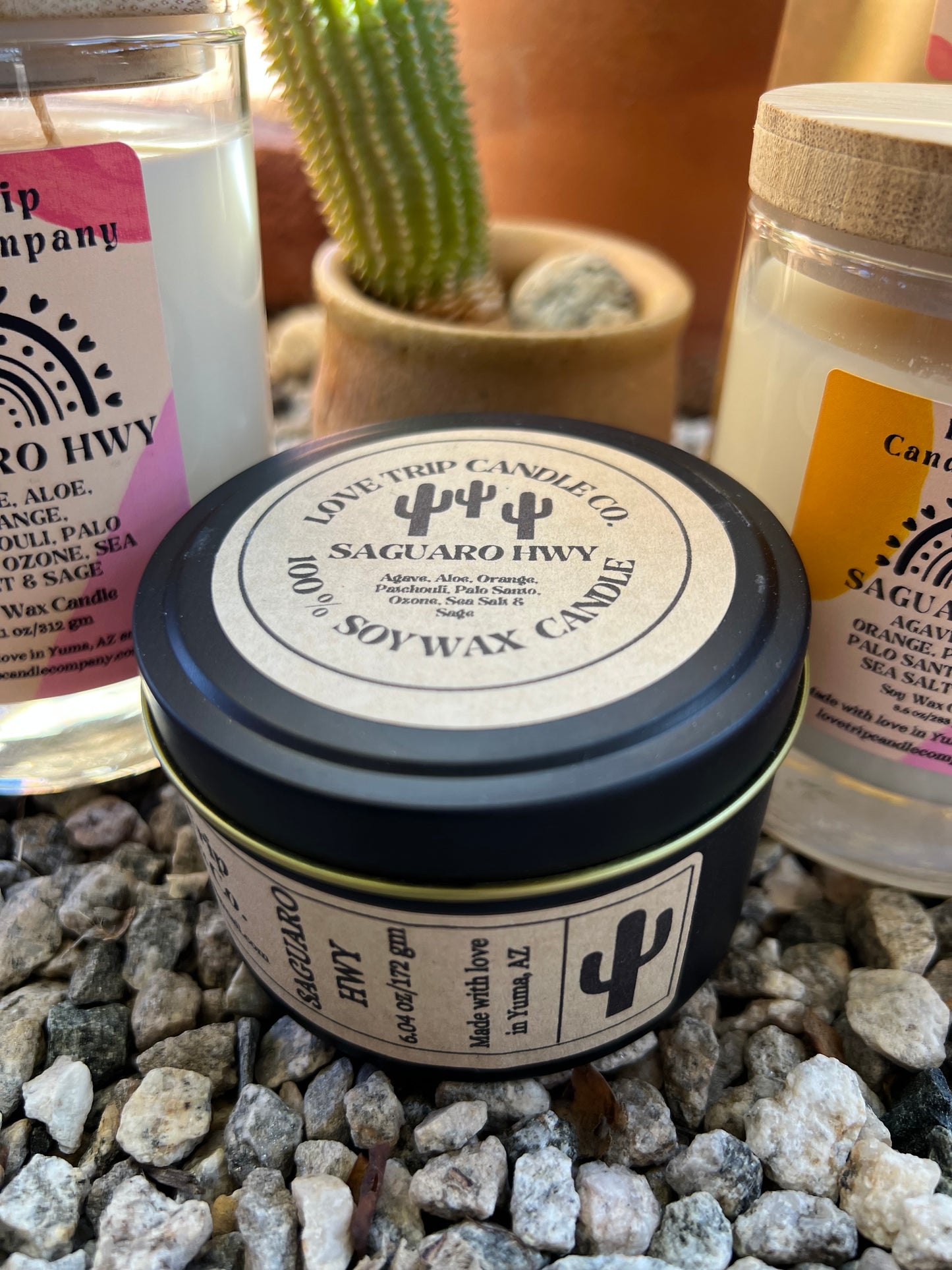 Saguaro Hwy Soy Candle Agave/Aloe/Patch, Sea Salt