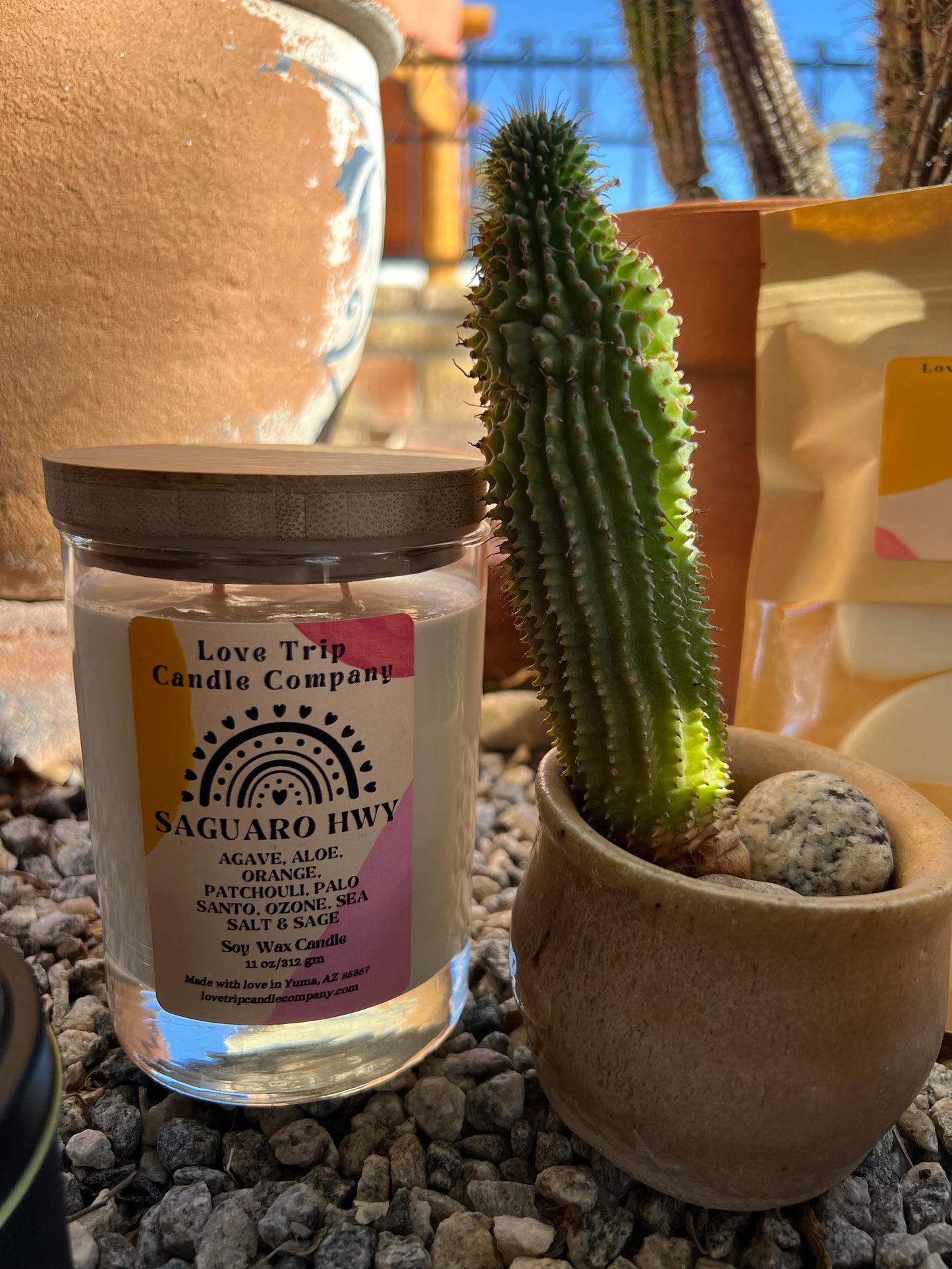 Saguaro Hwy Soy Candle Agave/Aloe/Patch, Sea Salt