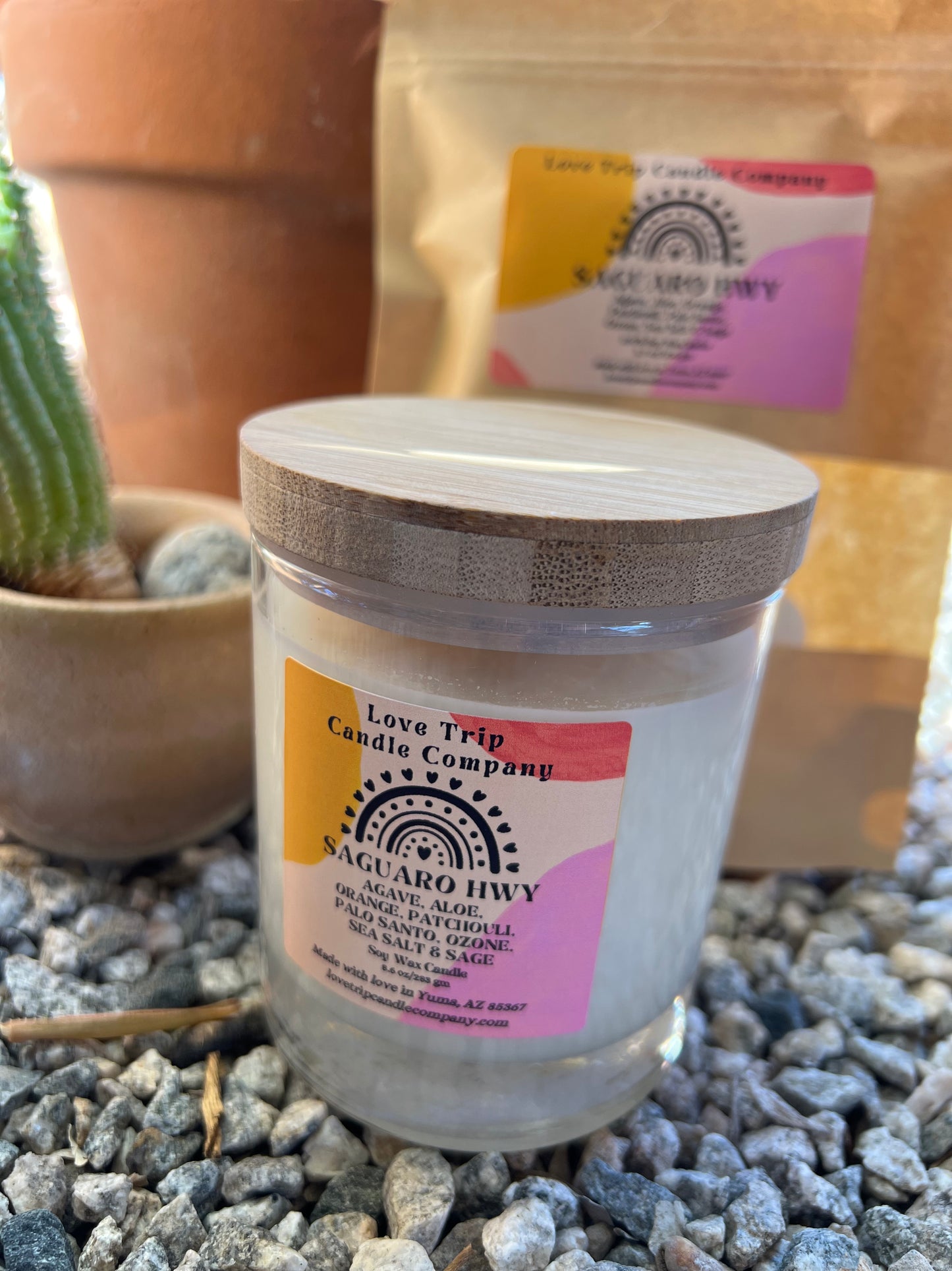 Saguaro Hwy Soy Candle Agave/Aloe/Patch, Sea Salt