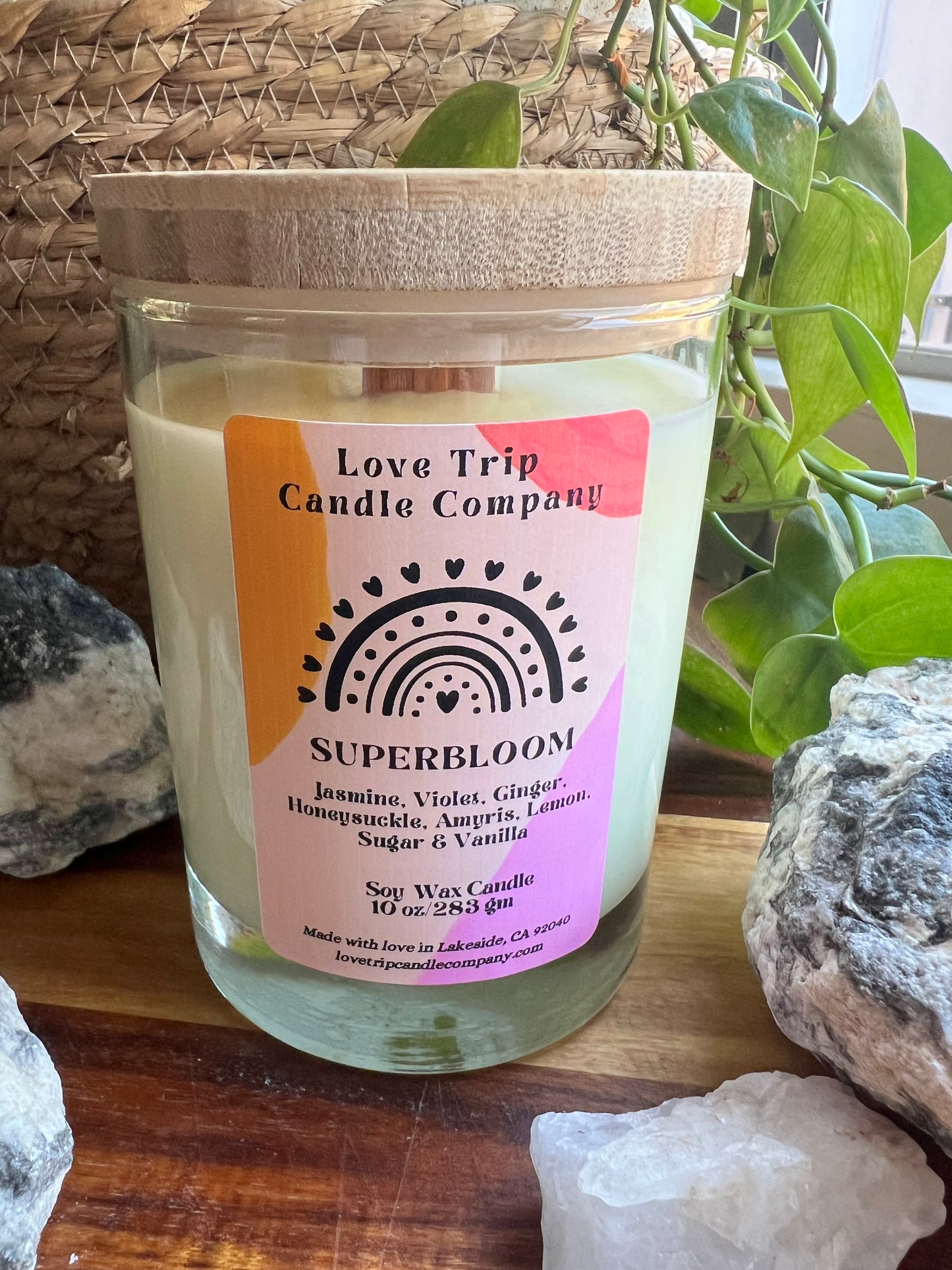 SuperBloom Soy Wax Candle Jasmine/Honeysuckle/Lemon