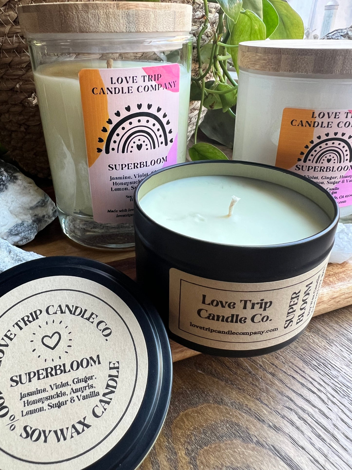 SuperBloom Soy Wax Candle Jasmine/Honeysuckle/Lemon