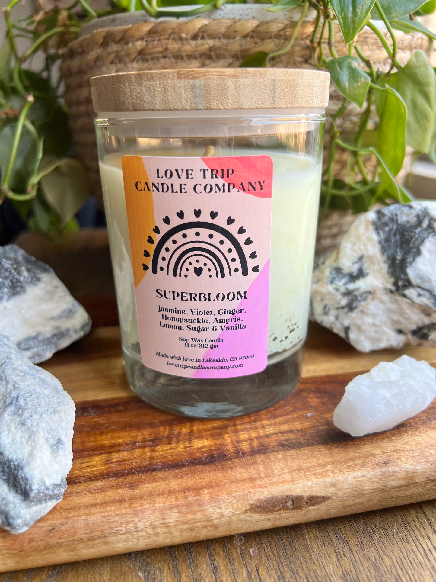 SuperBloom Soy Wax Candle Jasmine/Honeysuckle/Lemon