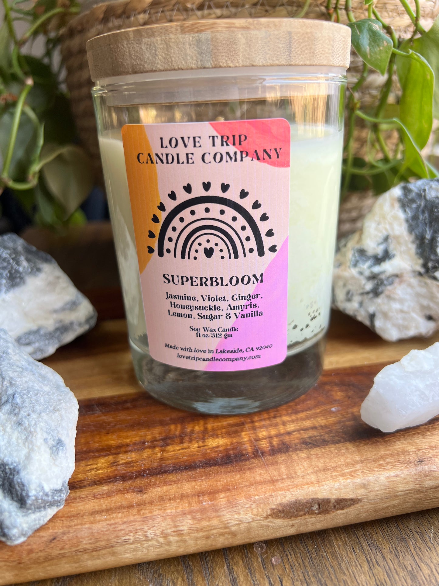 SuperBloom Soy Wax Candle Jasmine/Honeysuckle/Lemon