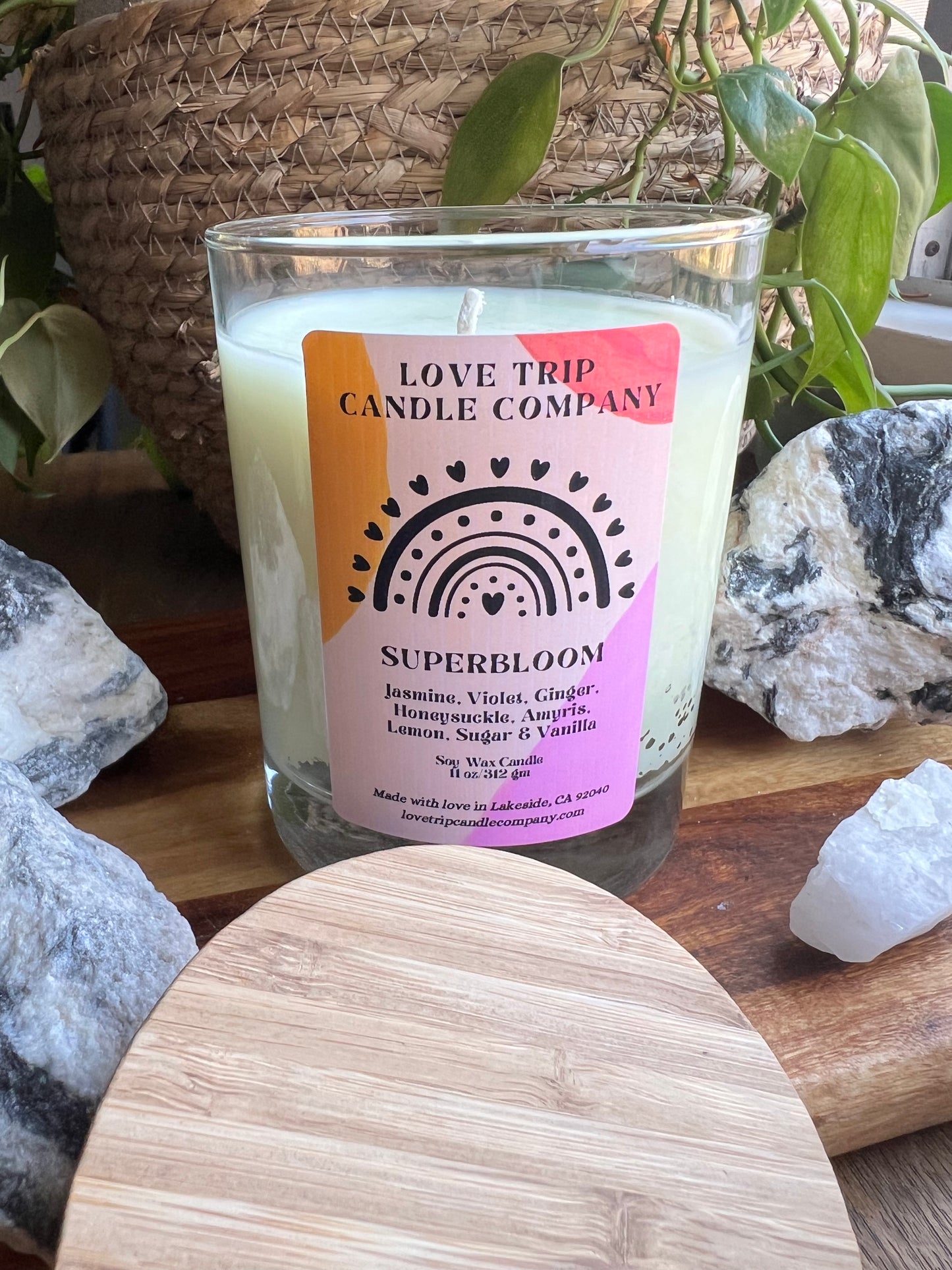 SuperBloom Soy Wax Candle Jasmine/Honeysuckle/Lemon