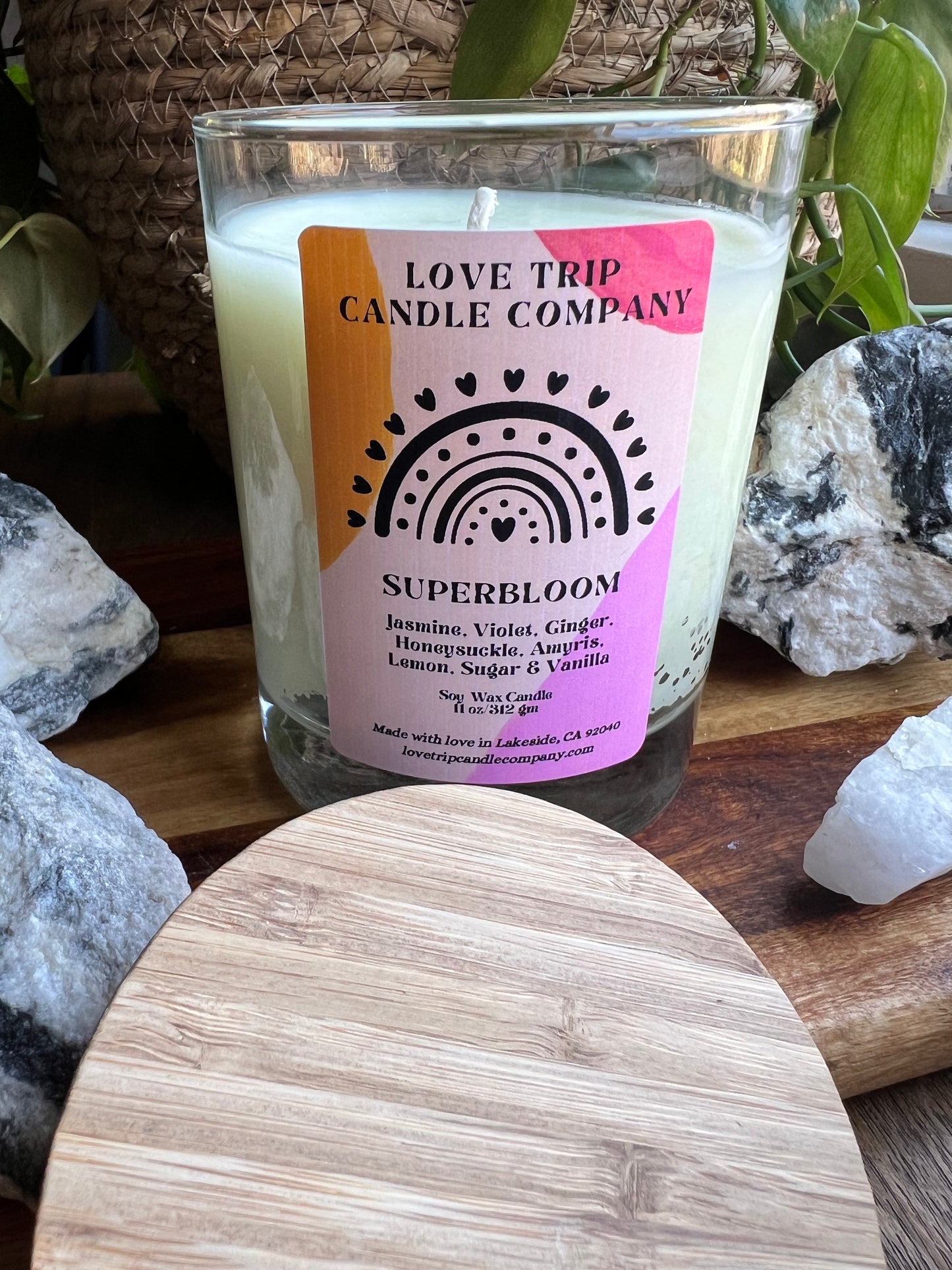 SuperBloom Soy Wax Candle Jasmine/Honeysuckle/Lemon