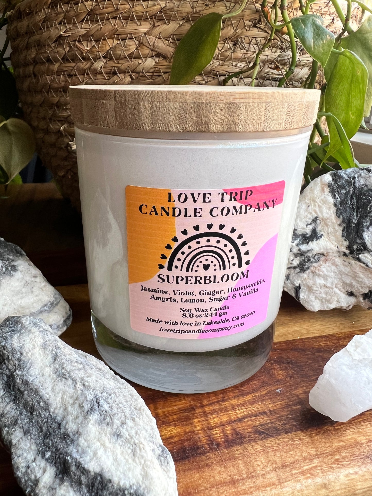 SuperBloom Soy Wax Candle Jasmine/Honeysuckle/Lemon