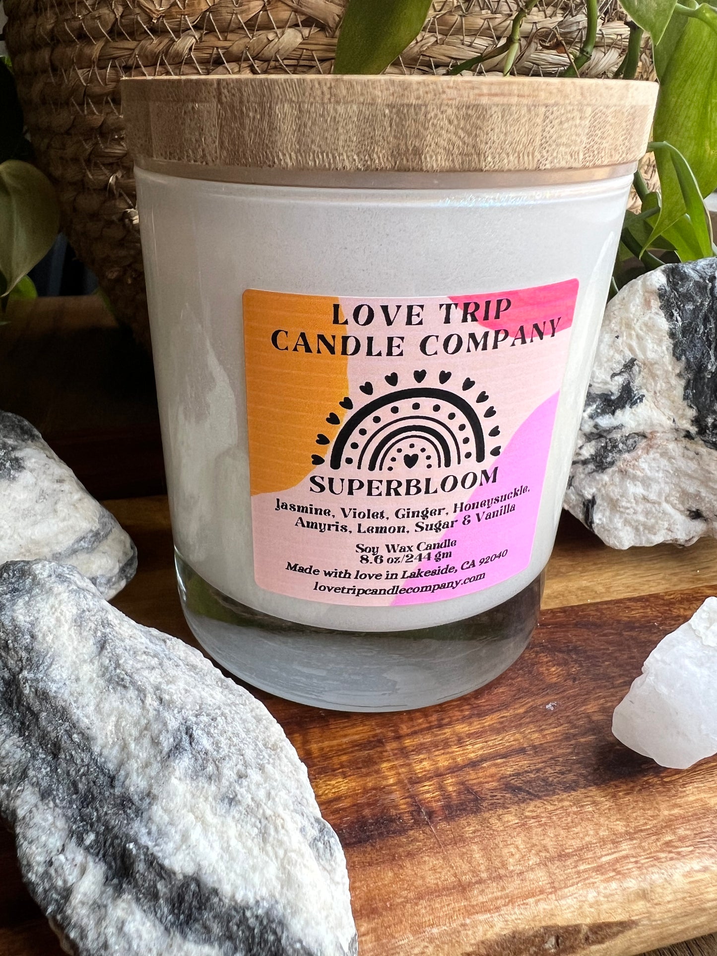 SuperBloom Soy Wax Candle Jasmine/Honeysuckle/Lemon