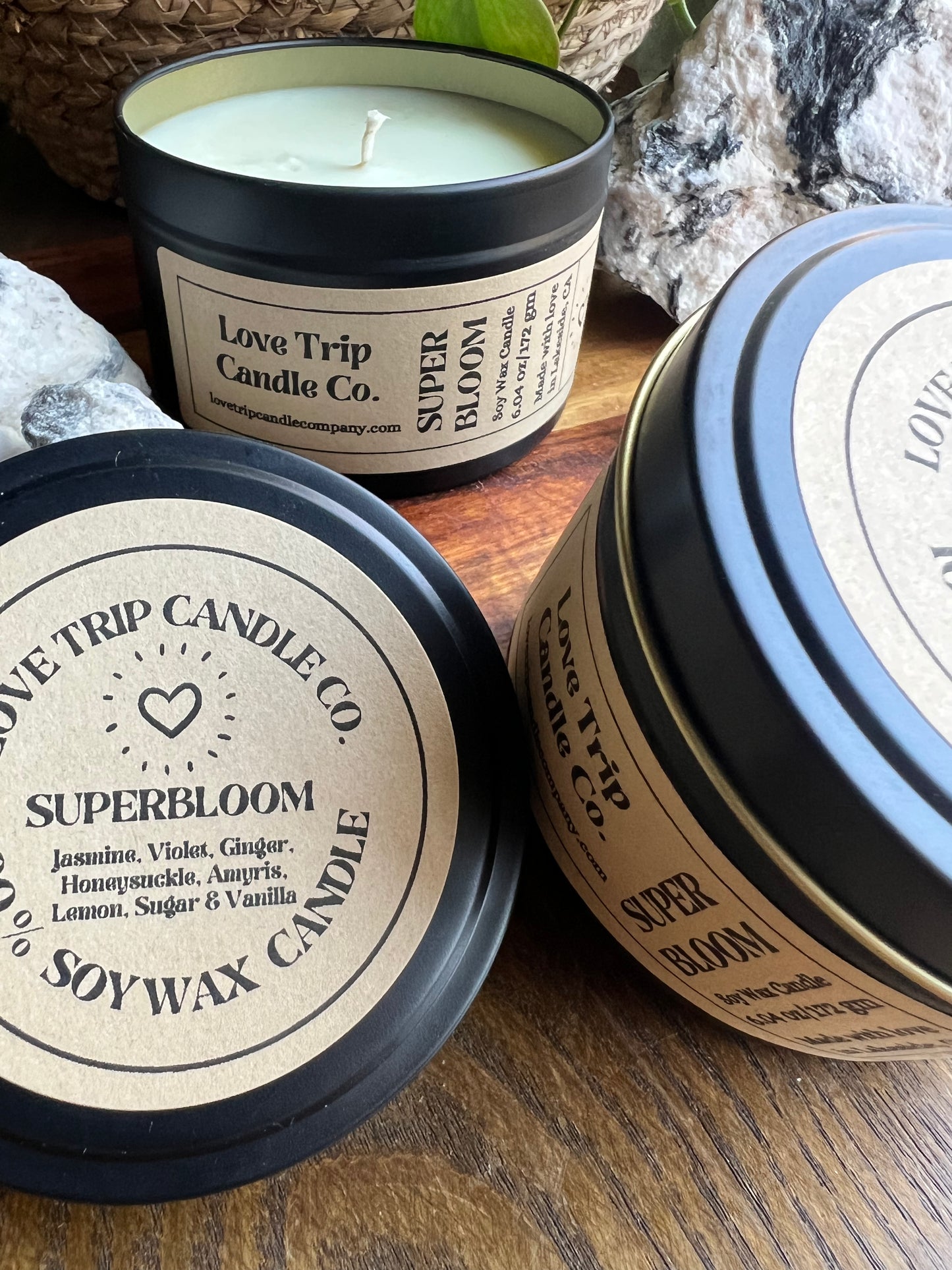 SuperBloom Soy Wax Candle Jasmine/Honeysuckle/Lemon