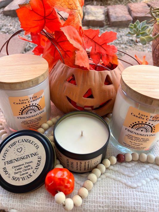 Friendsgiving Soy Wax Candle Leaves/Pecan/Cedar/Apple