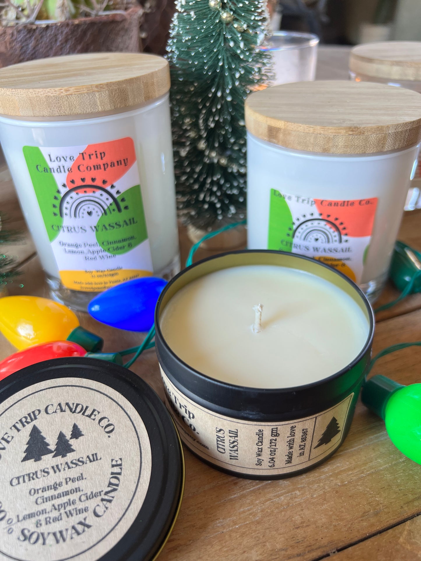 Citrus Wassail Soy Wax Candle Red Wine/Orange/Lemon/Cinnamon/Apple Cider