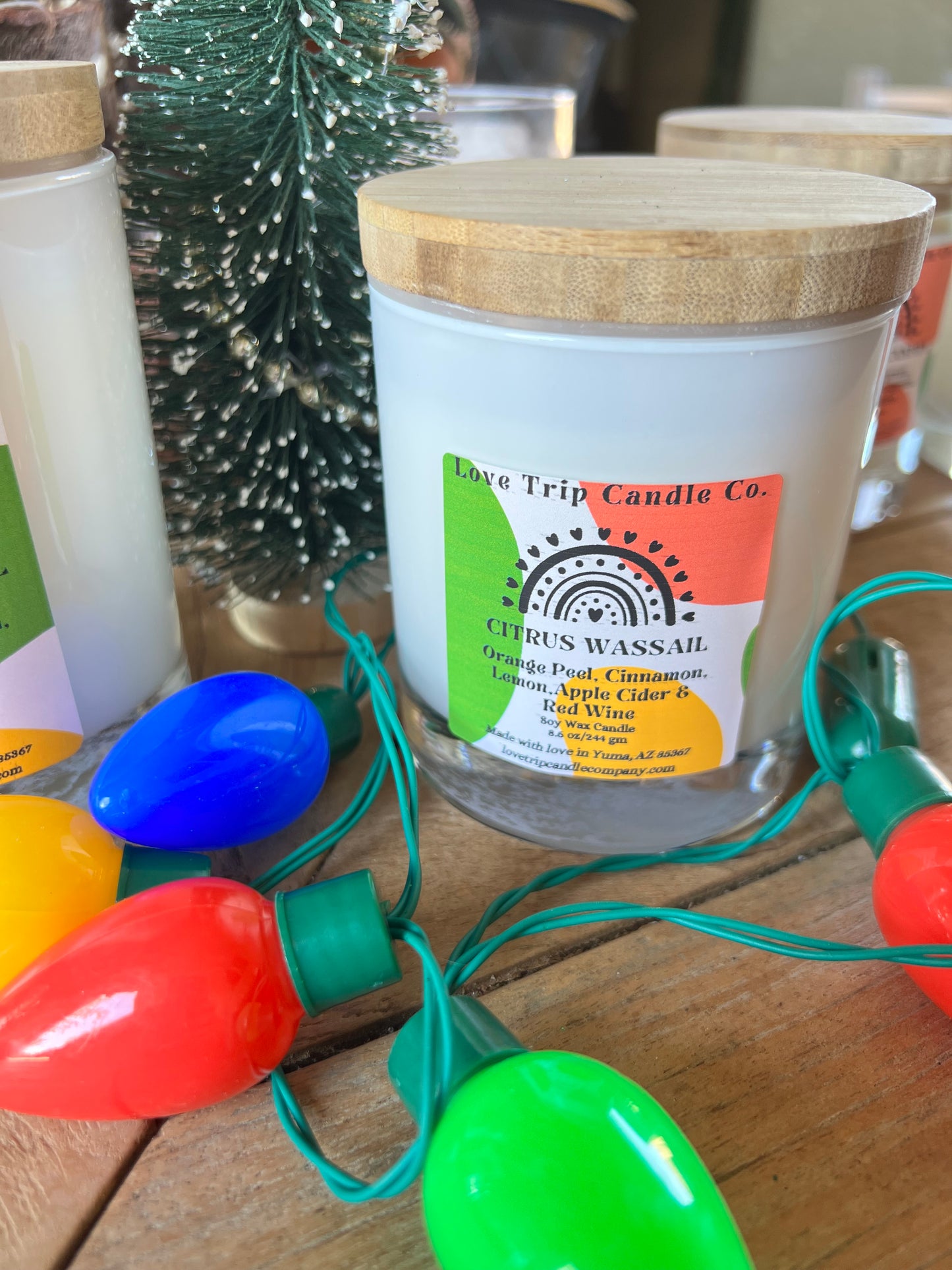 Citrus Wassail Soy Wax Candle Red Wine/Orange/Lemon/Cinnamon/Apple Cider