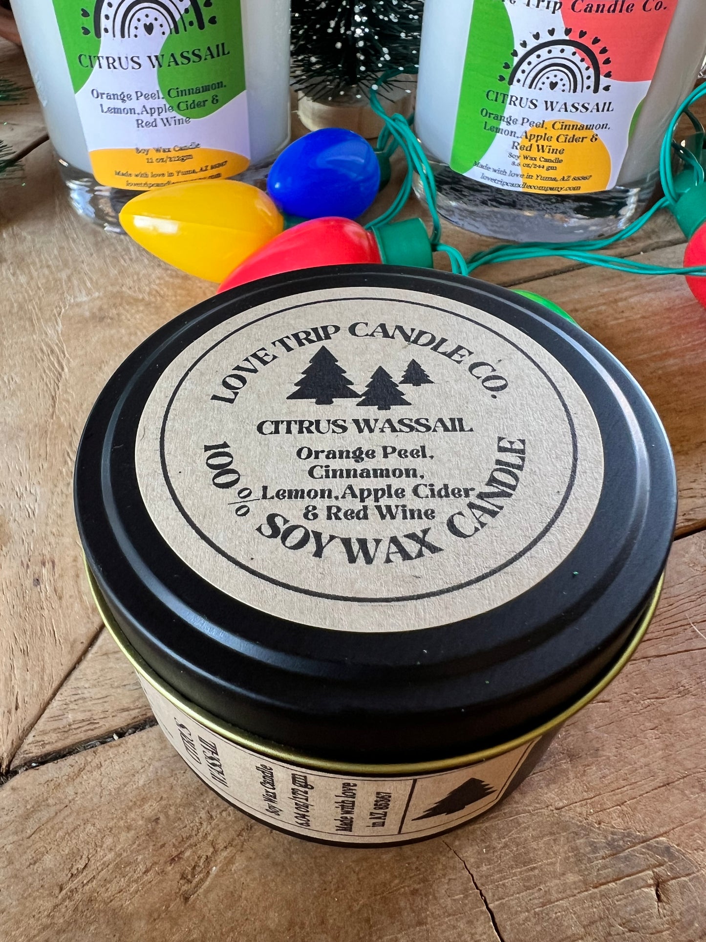 Citrus Wassail Soy Wax Candle Red Wine/Orange/Lemon/Cinnamon/Apple Cider