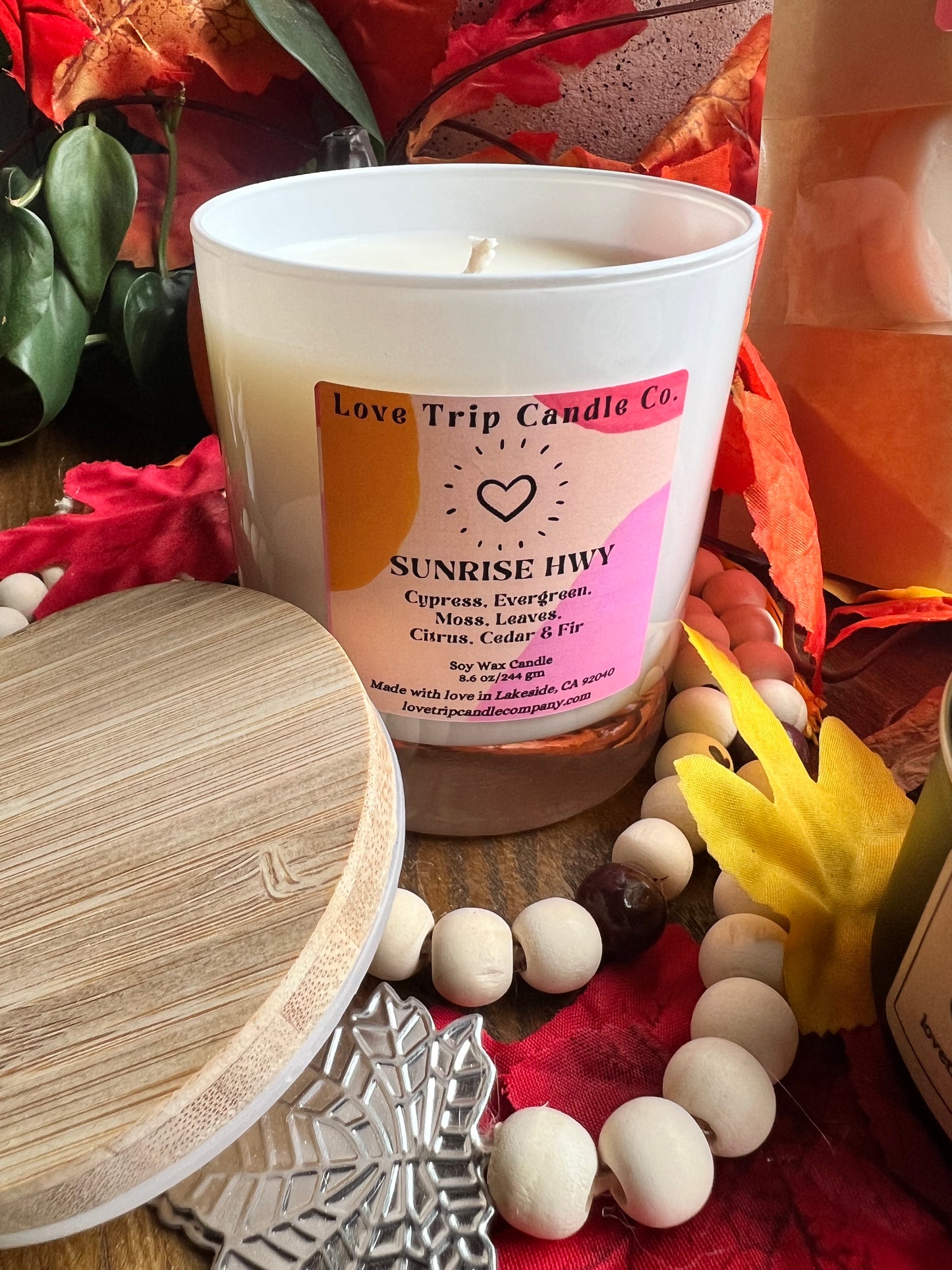 Sunrise Hwy Soy Wax Candle Evergreen/Leaves