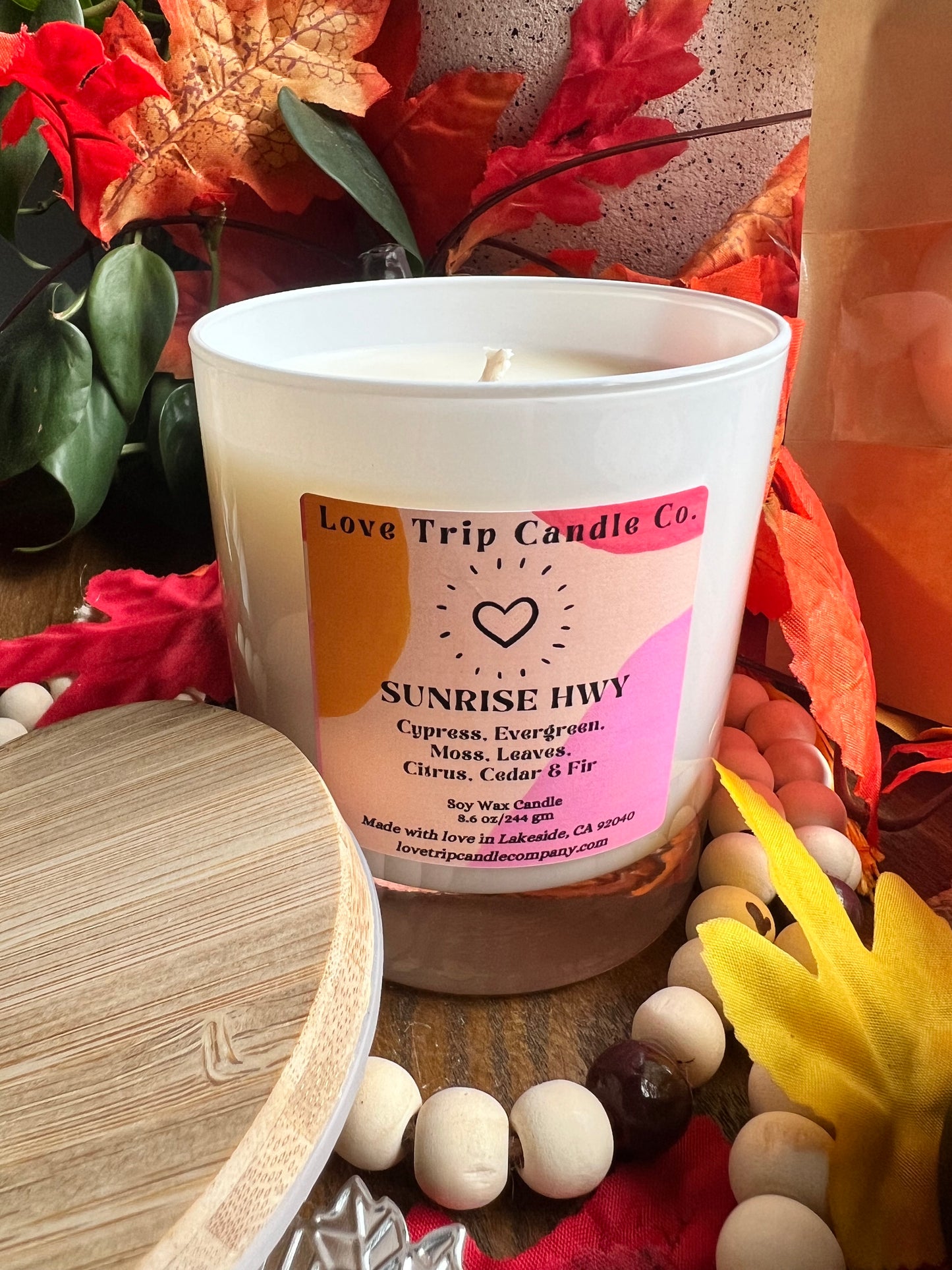 Sunrise Hwy Soy Wax Candle Evergreen/Leaves