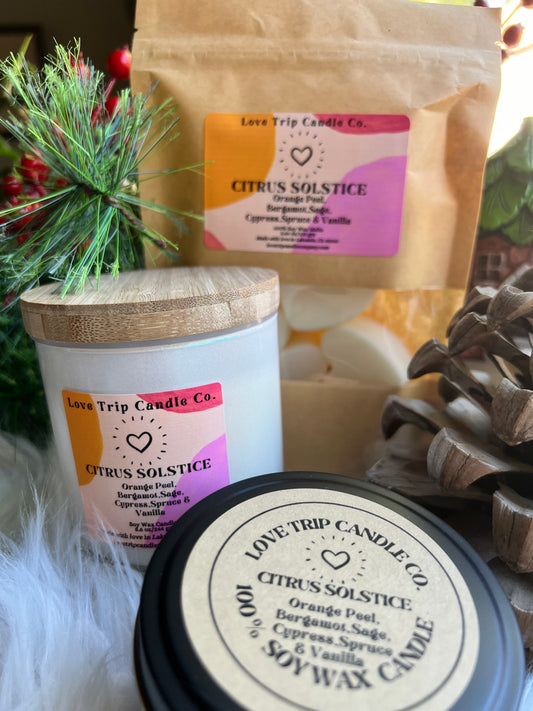 Citrus Solstice Soy Wax Candle Orange/Sage/Cypress/Spruce