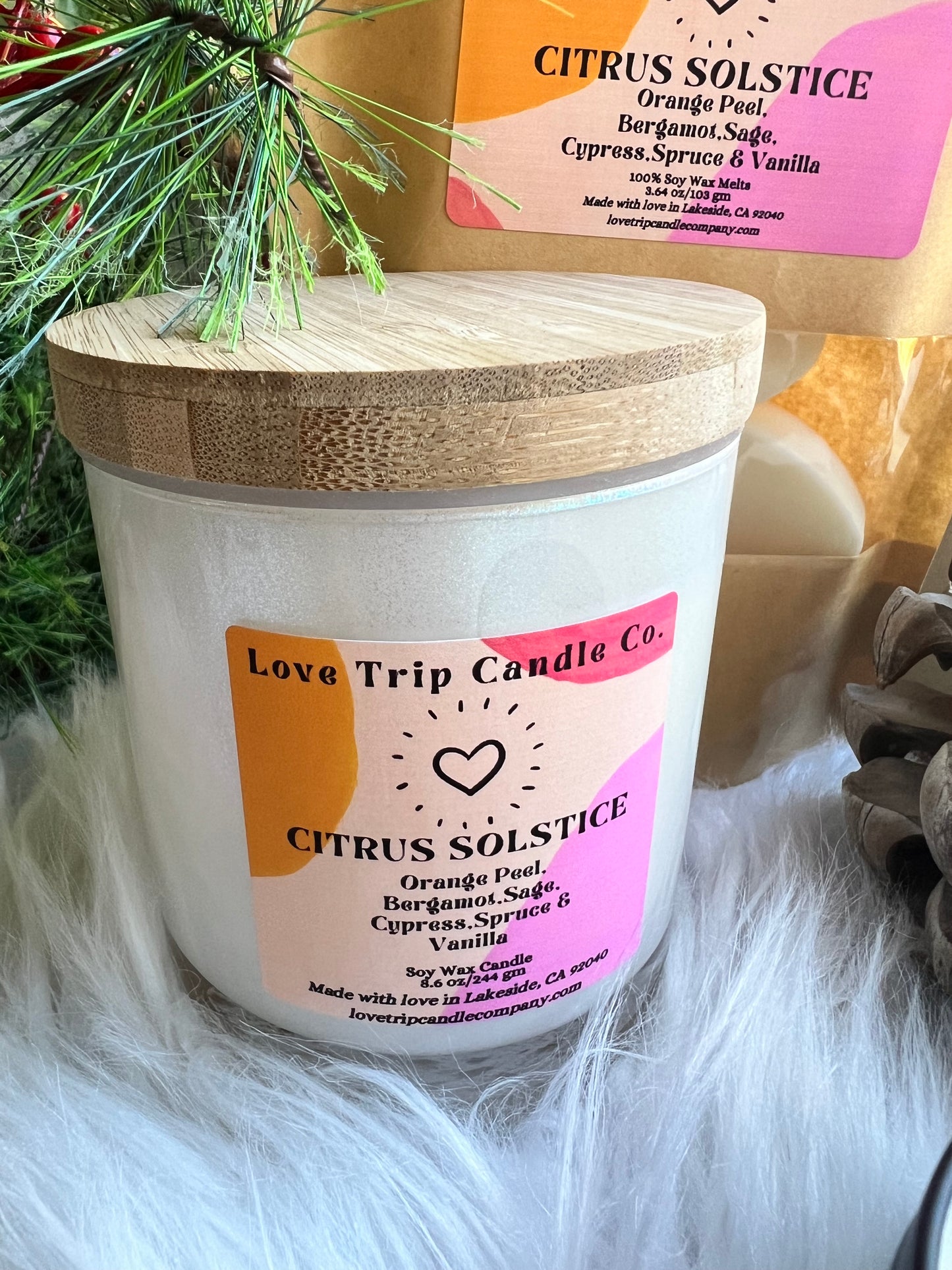 Citrus Solstice Soy Wax Candle Orange/Sage/Cypress/Spruce