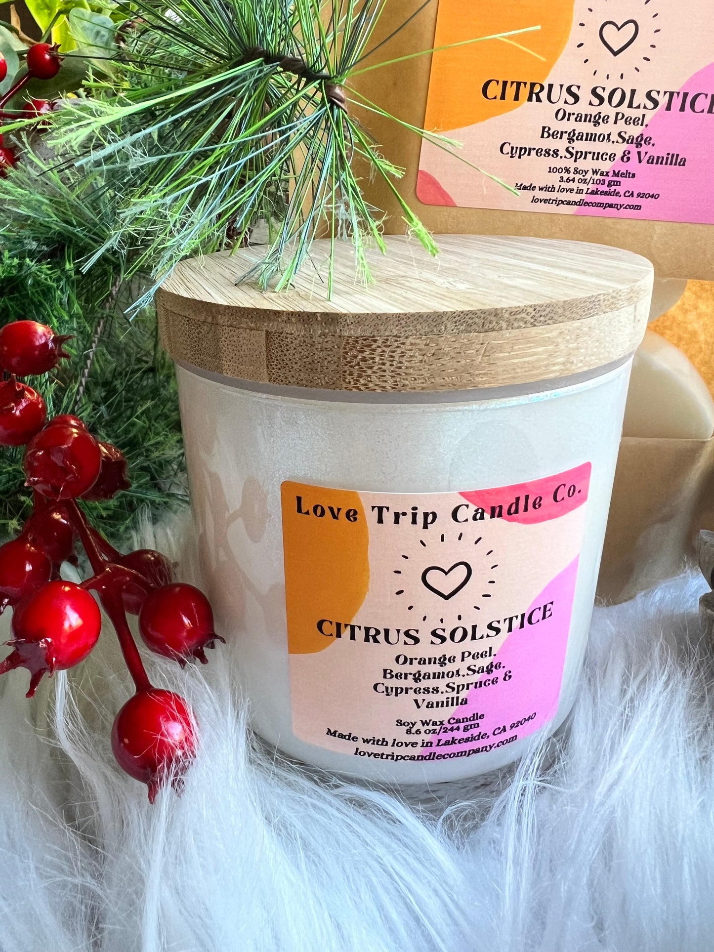 Citrus Solstice Soy Wax Candle Orange/Sage/Cypress/Spruce