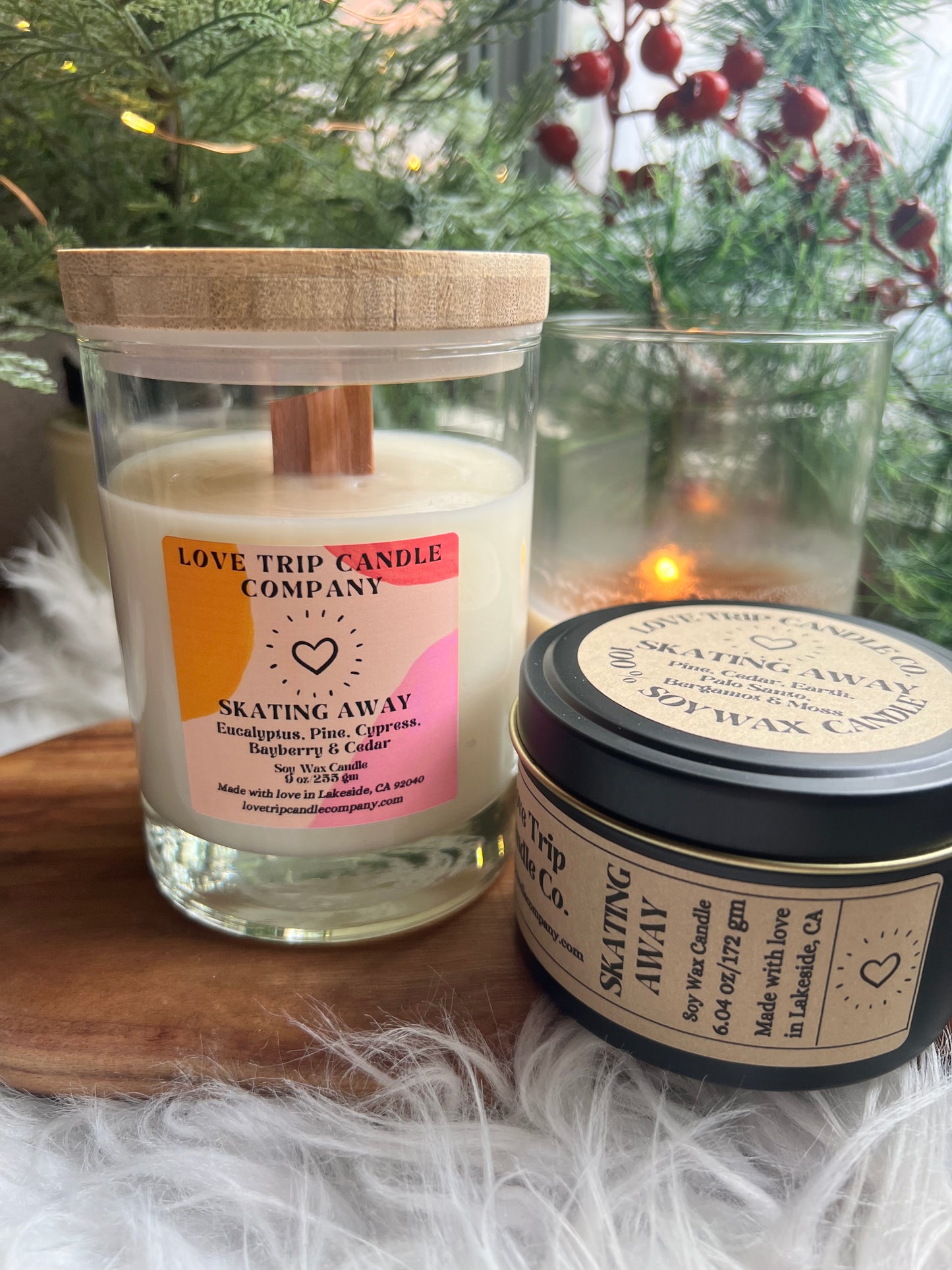 SKATING AWAY Soy Wax Candle Eucalyptus/Pine/Cypress/Bayberry