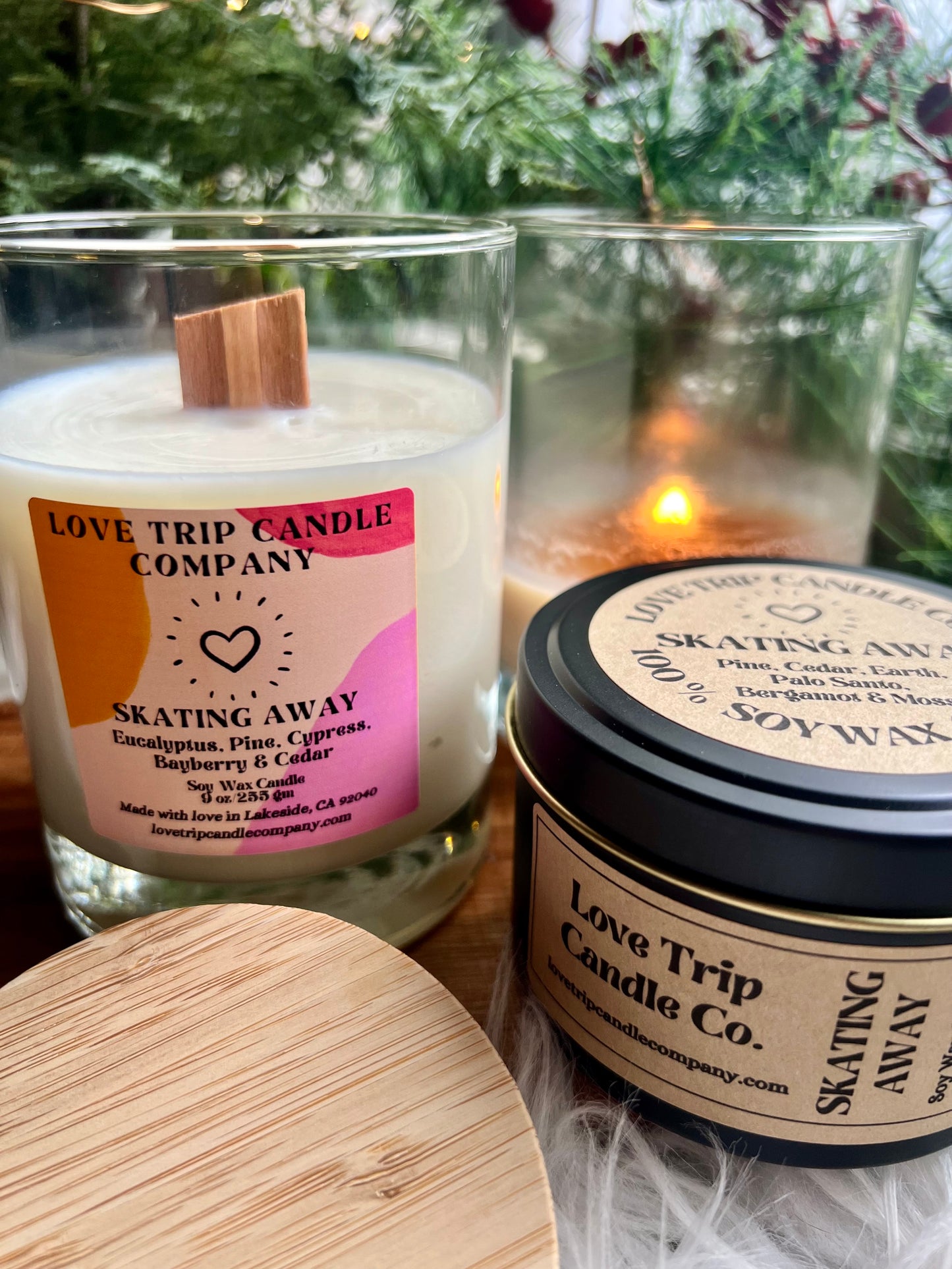 SKATING AWAY Soy Wax Candle Eucalyptus/Pine/Cypress/Bayberry