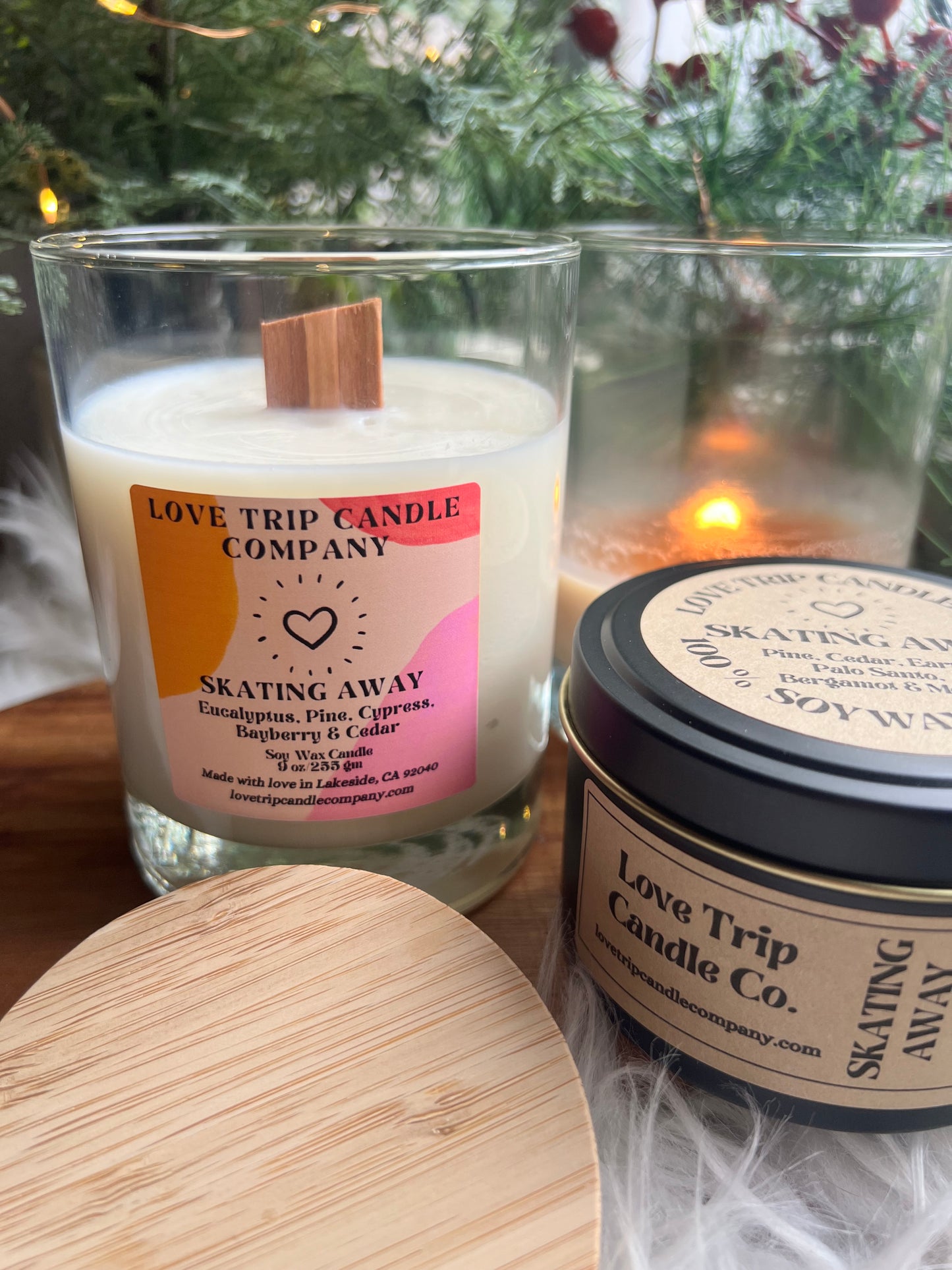 SKATING AWAY Soy Wax Candle Eucalyptus/Pine/Cypress/Bayberry