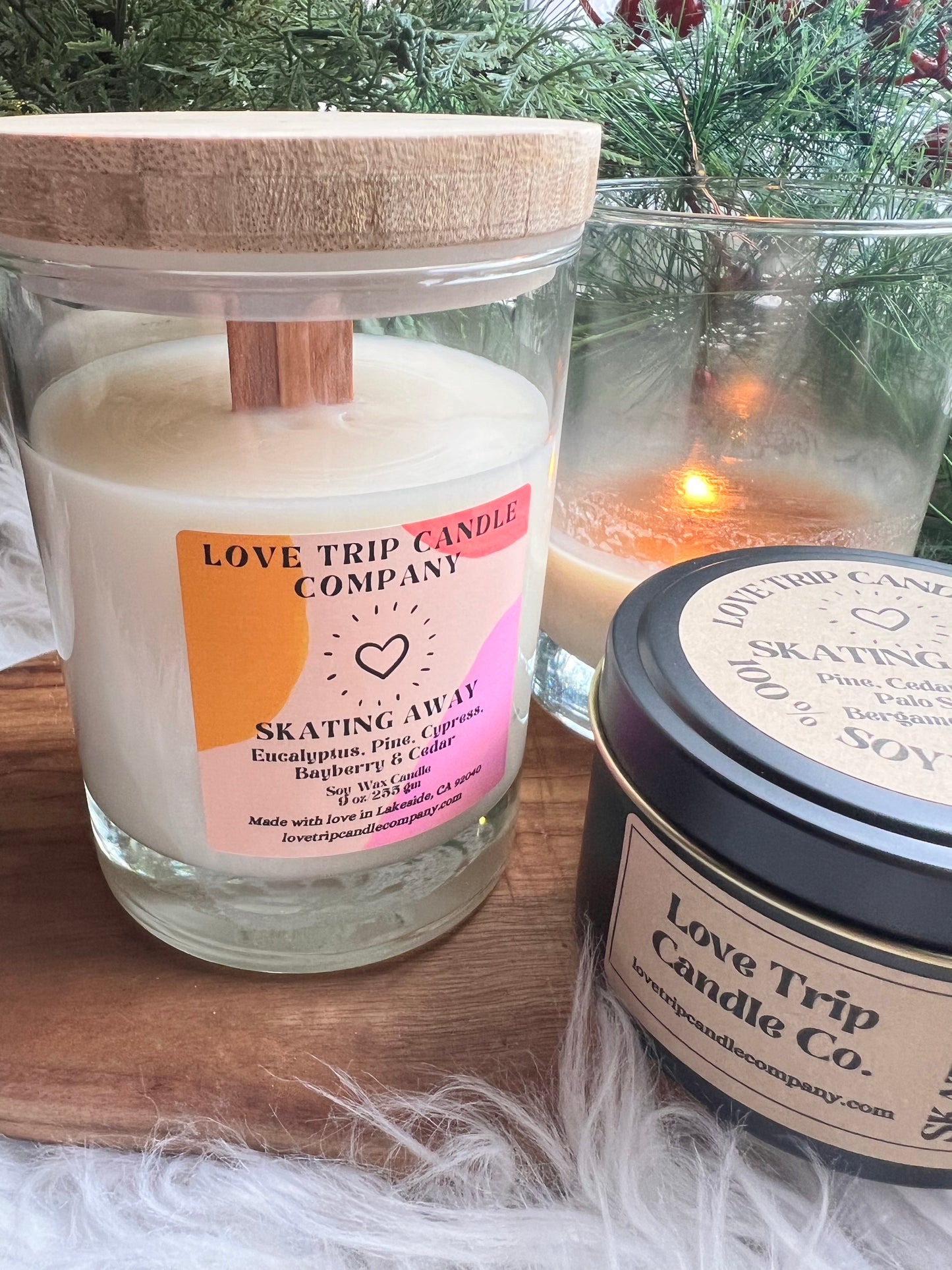 SKATING AWAY Soy Wax Candle Eucalyptus/Pine/Cypress/Bayberry