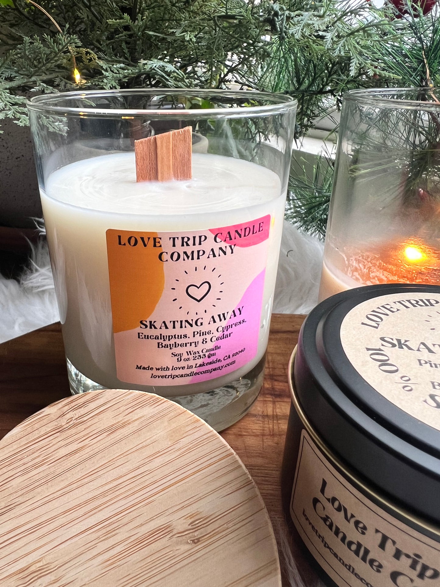 SKATING AWAY Soy Wax Candle Eucalyptus/Pine/Cypress/Bayberry