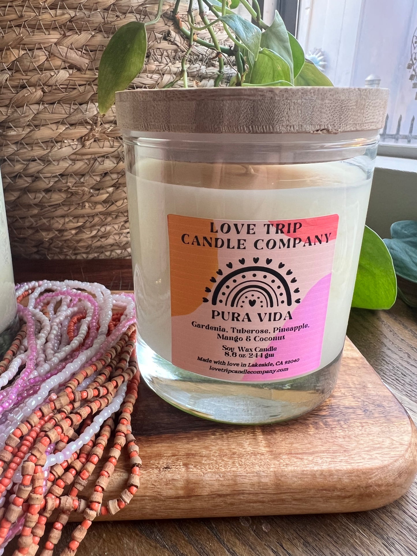 Pura Vida Soy Candle Mango/Coconut/Gardenia/Peach